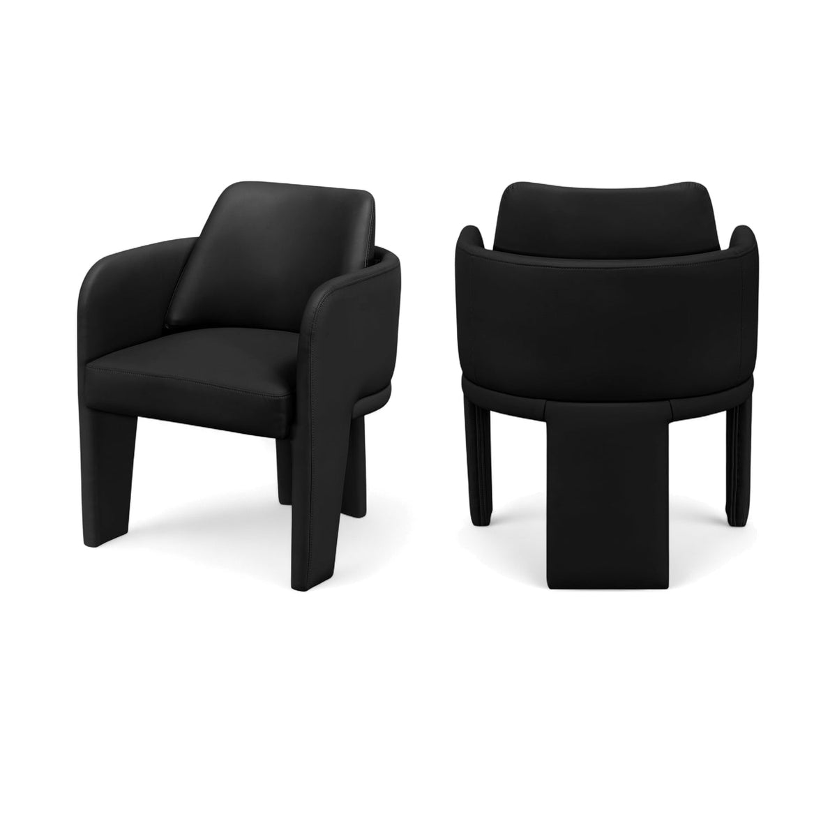 Vanda Black Vegan Leather Upholstered Dining Chair Set of 2