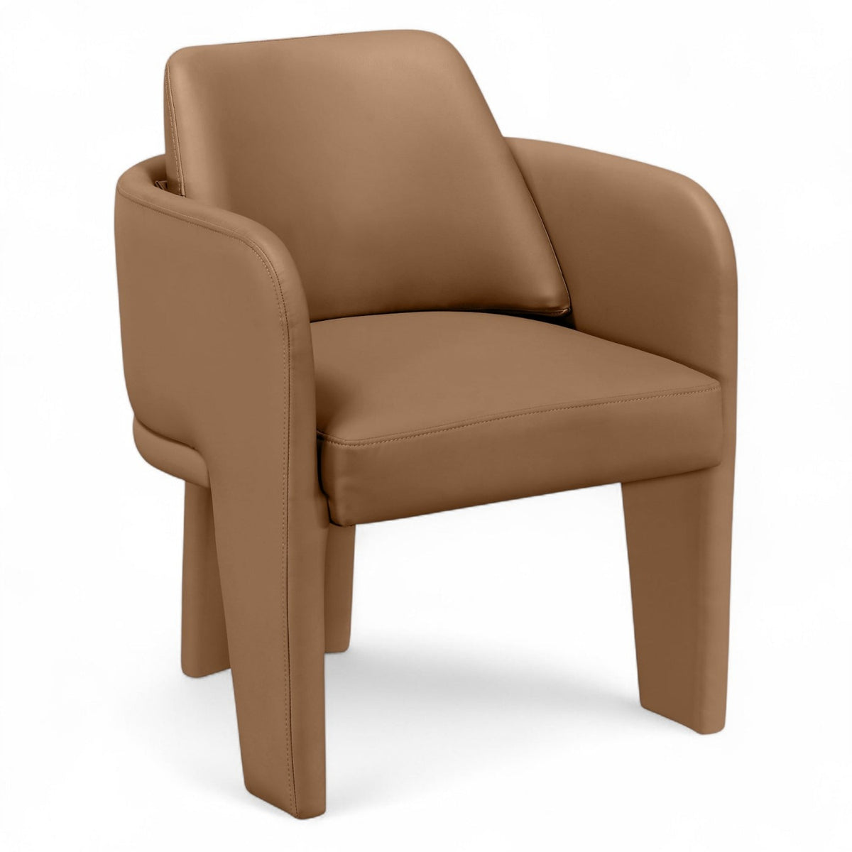 Vanda Cognac Vegan Leather Upholstered Dining Chair in cognac vegan leather, primary product view