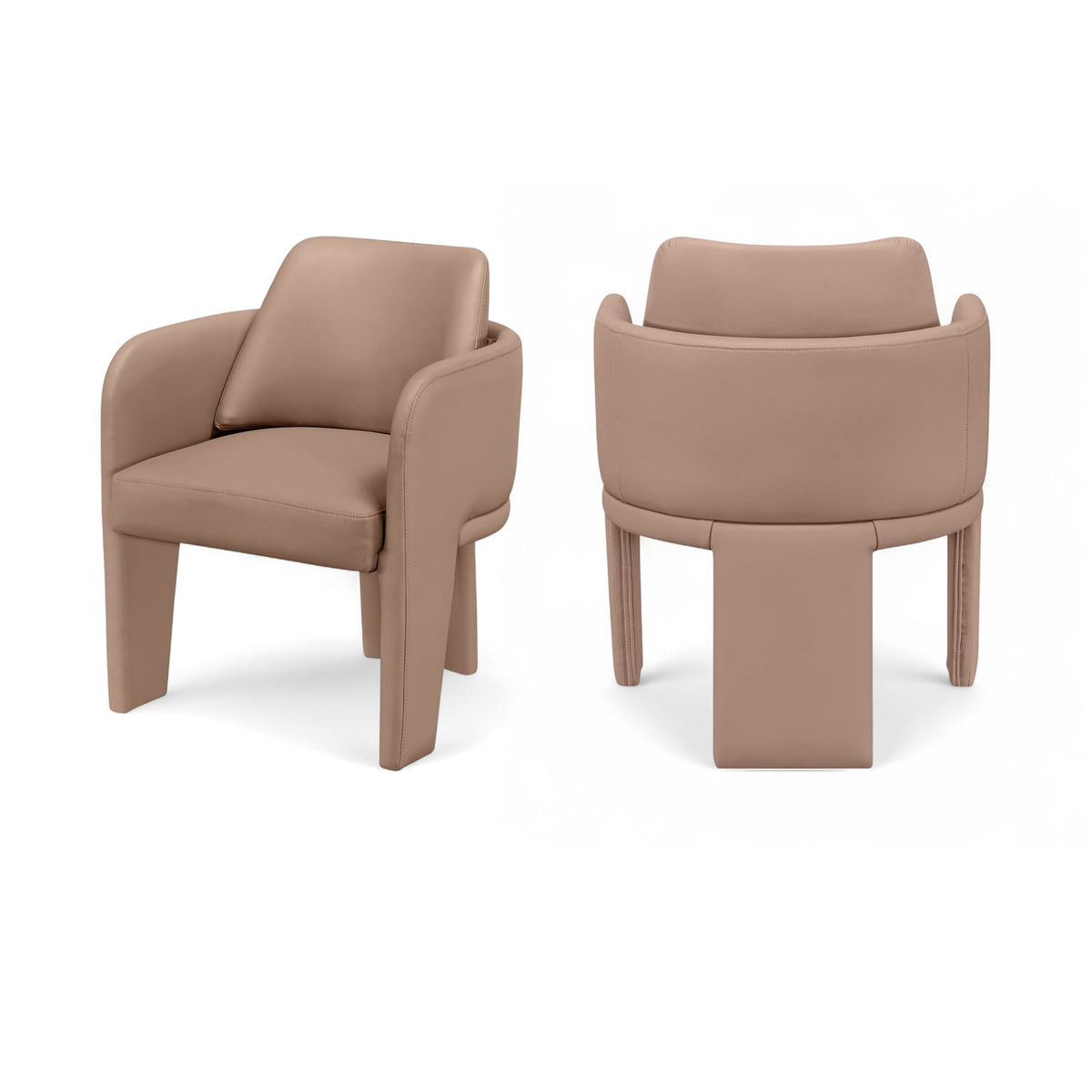 Vanda Tan Vegan Leather Upholstered Dining Chair Set of 2