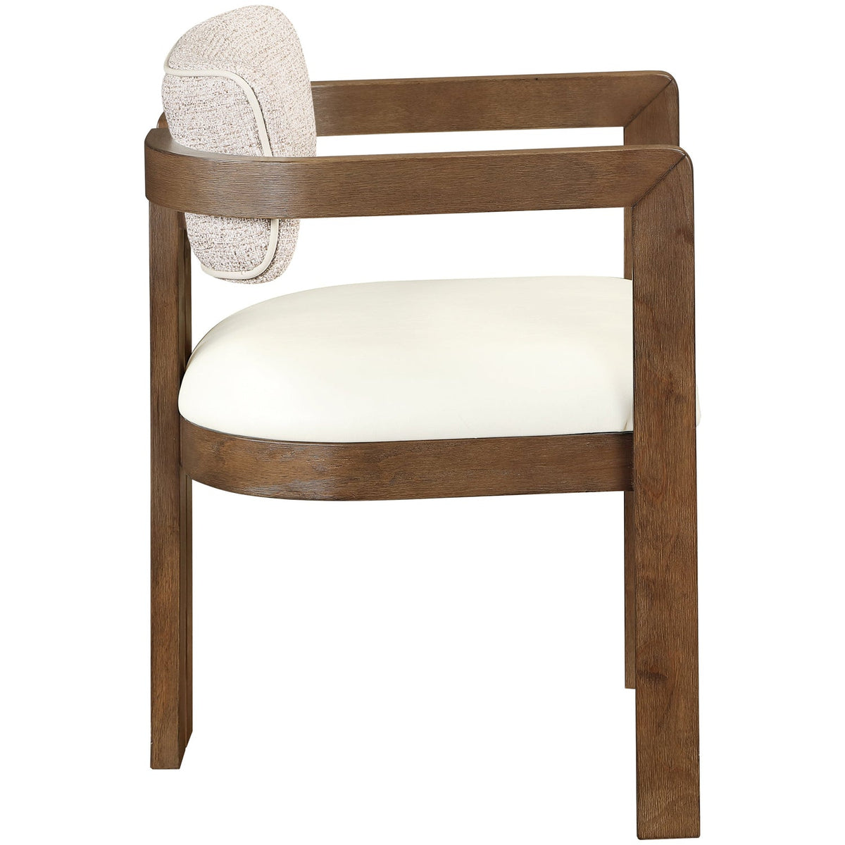 Ravina Beige Vegan Leather and Linen Textured Fabric Upholstered Dining Chair Set of 2