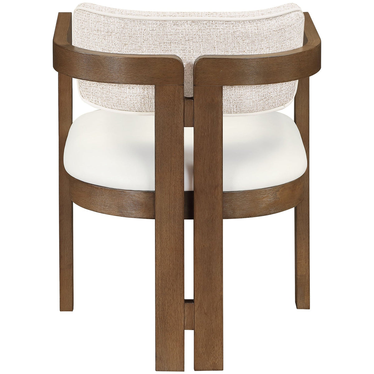 Ravina Beige Vegan Leather and Linen Textured Fabric Upholstered Dining Chair Set of 2