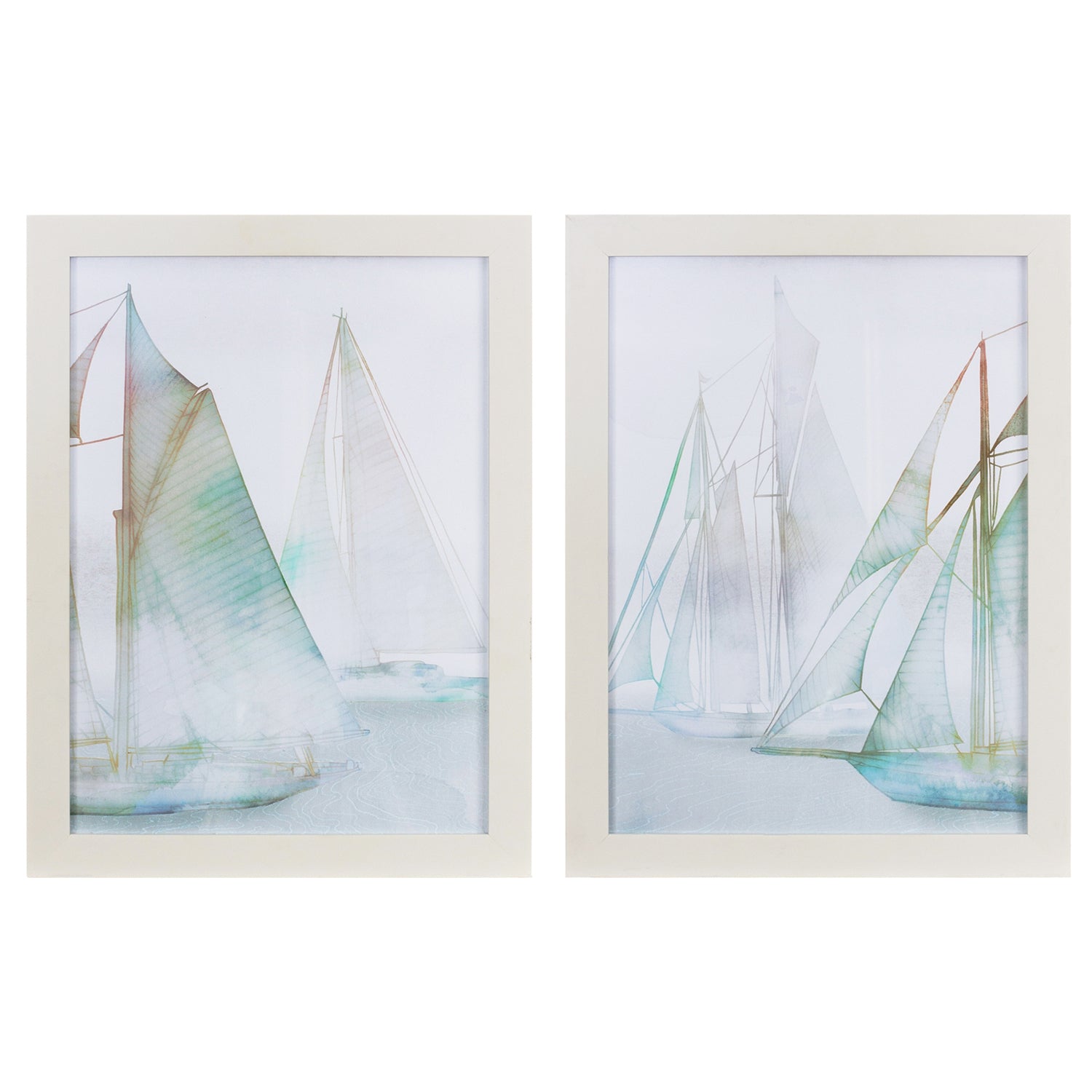 Framed Watercolor Sailboat Print Set of 2