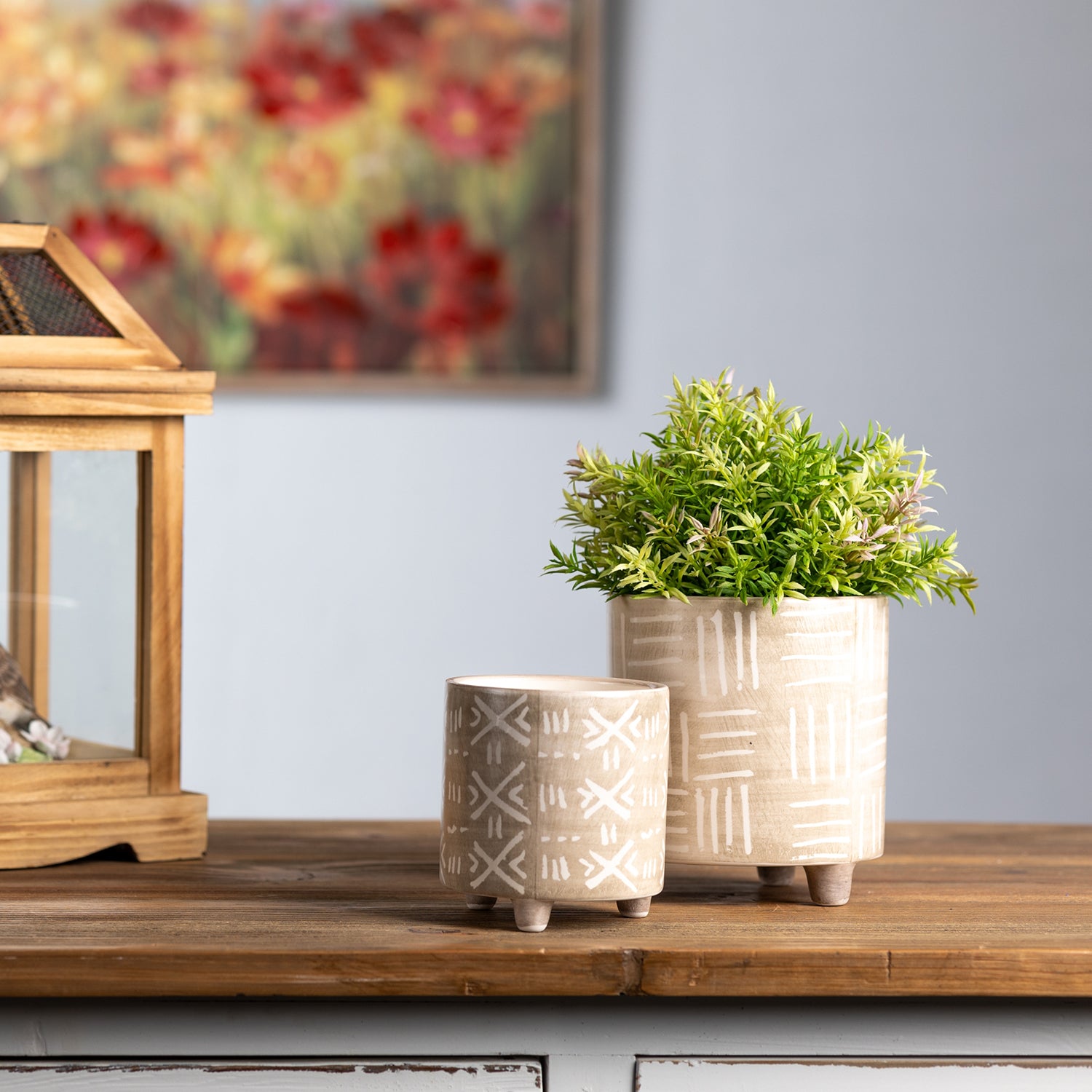 Footed Stone Planter Set of 2