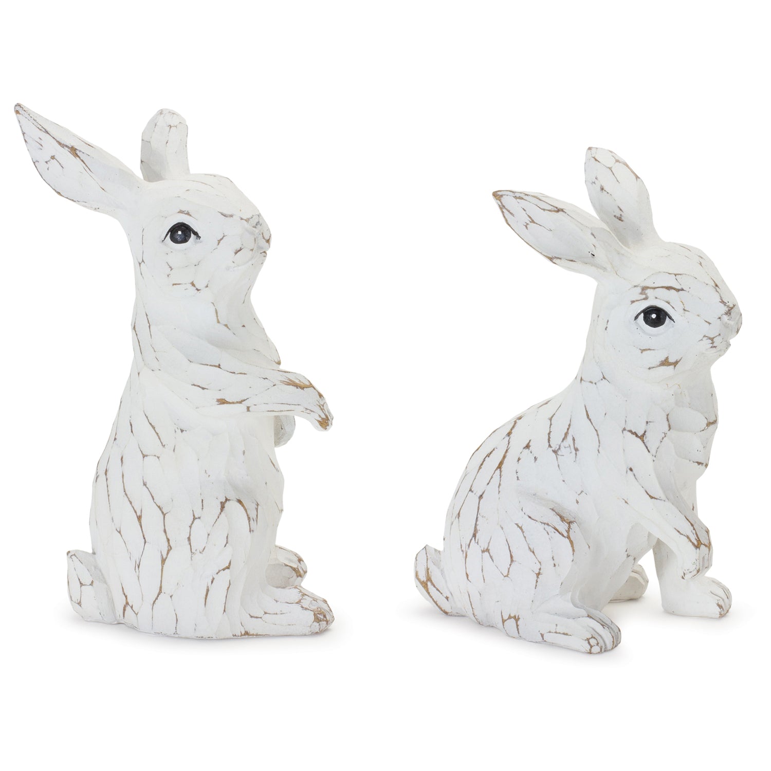 Carved Bunny Figurine Set of 2