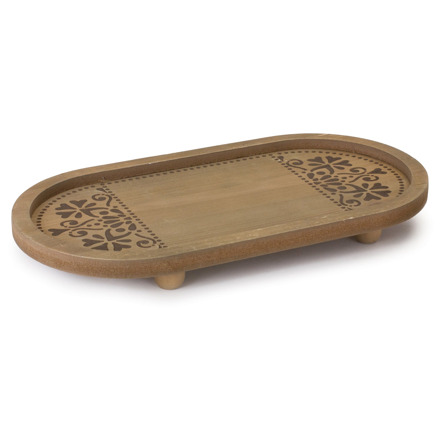 Ornate Wood Tray Set of 2