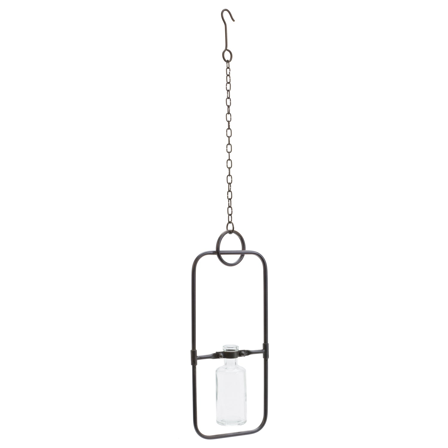 Hanging Bottle Vase in Metal Frame Set of 2