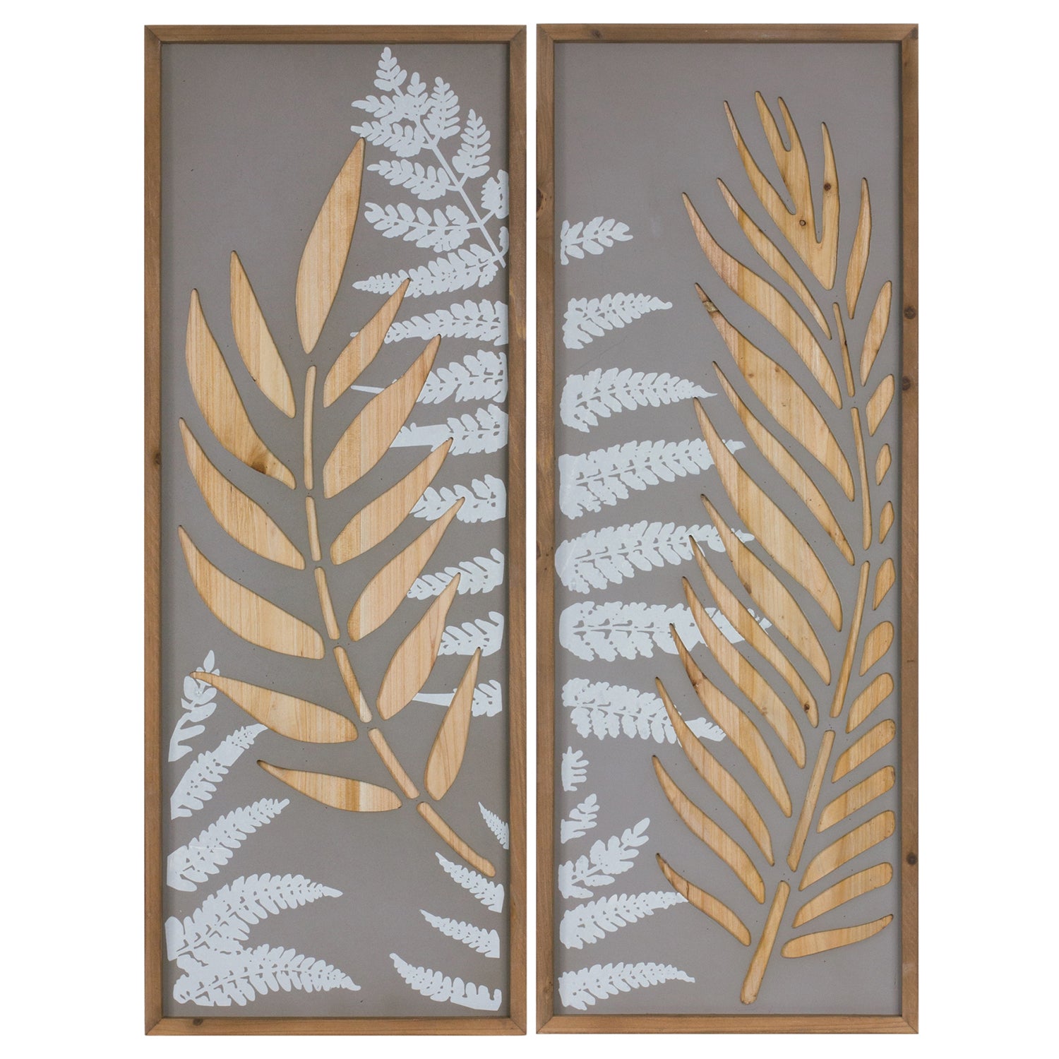 Wood Framed Fern Panel Wall Art Set of 2