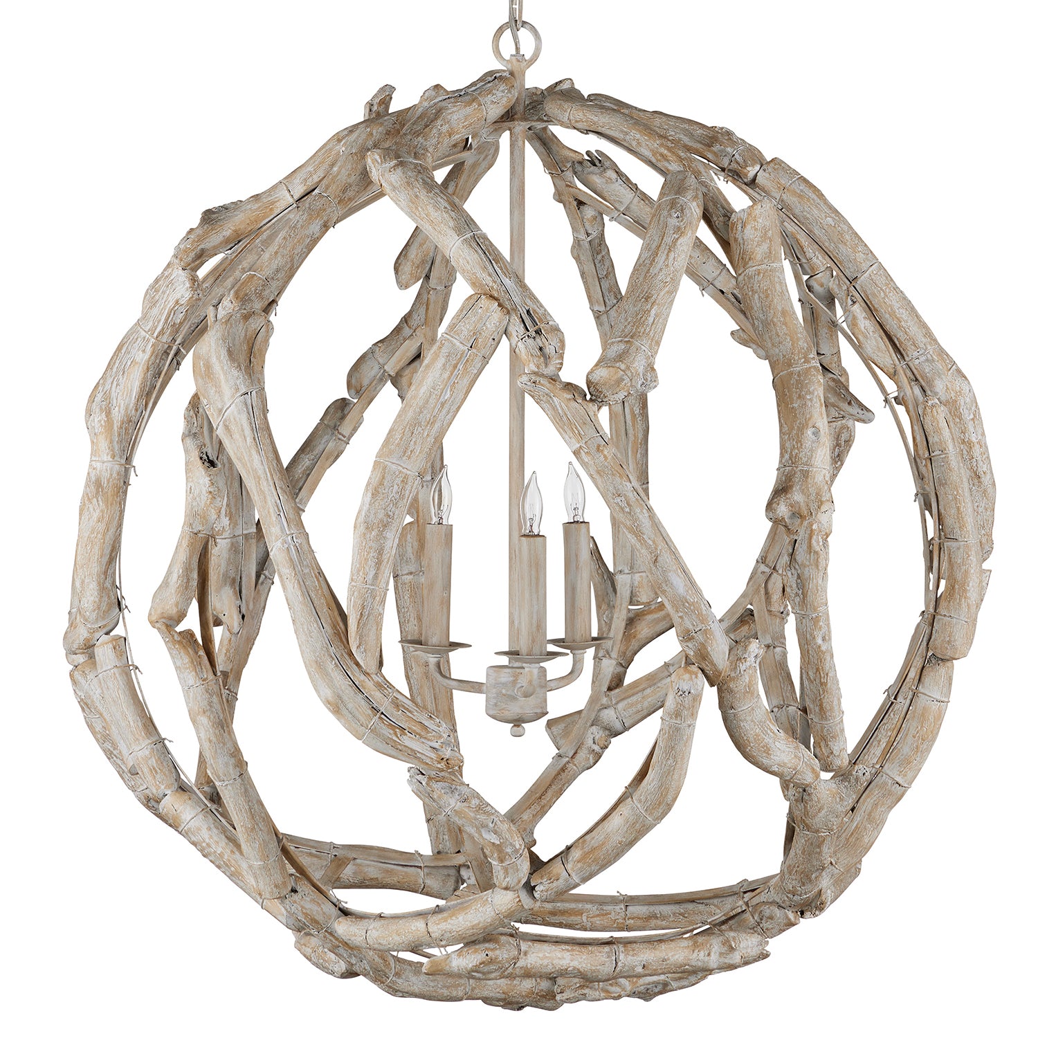 Currey & Co Driftwood Orb Chandelier