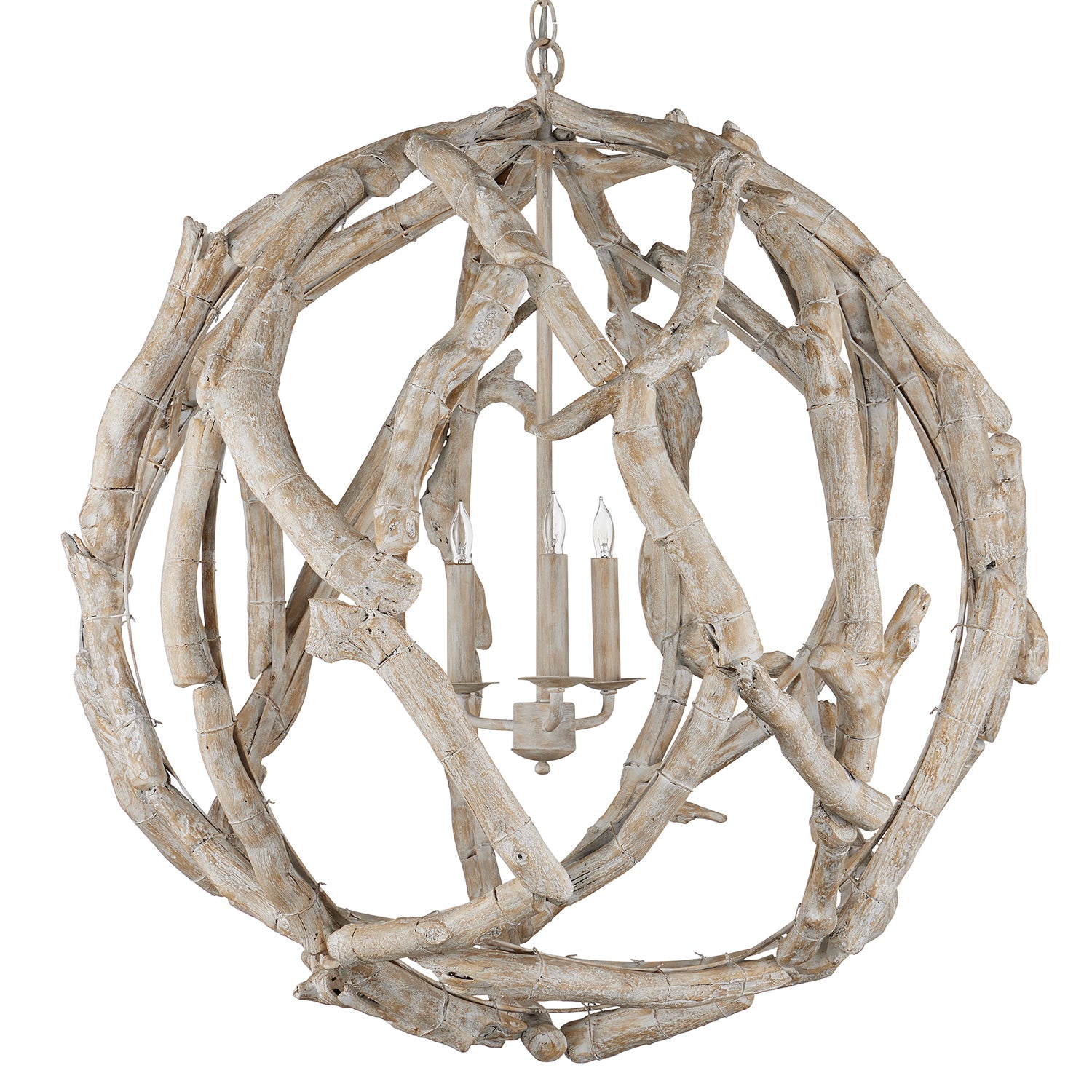 Currey & Co Driftwood Orb Chandelier
