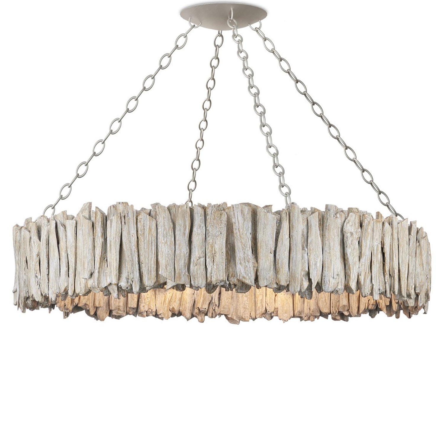 Currey & Co Driftwood Whitewash Ring Chandelier