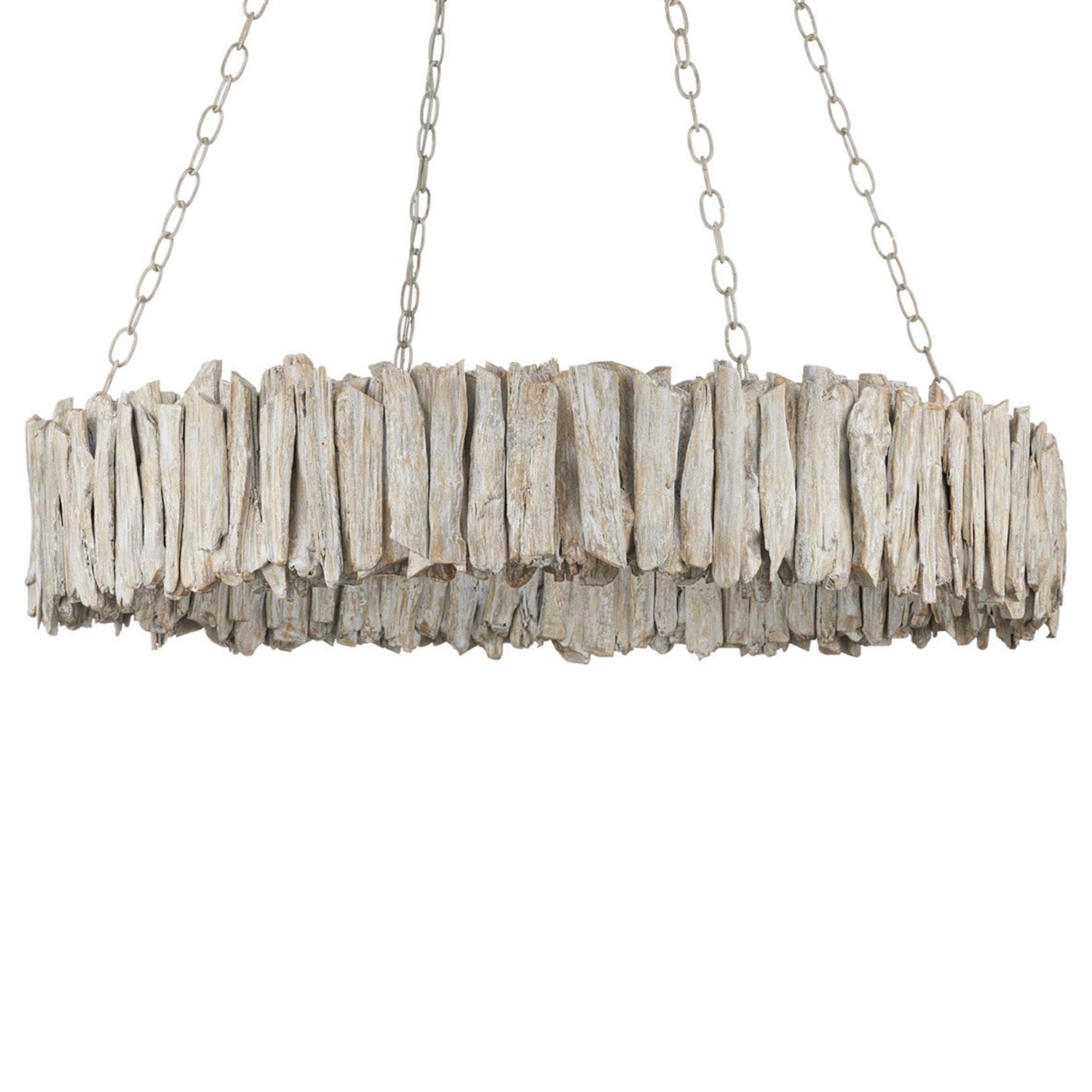 Currey & Co Driftwood Whitewash Ring Chandelier