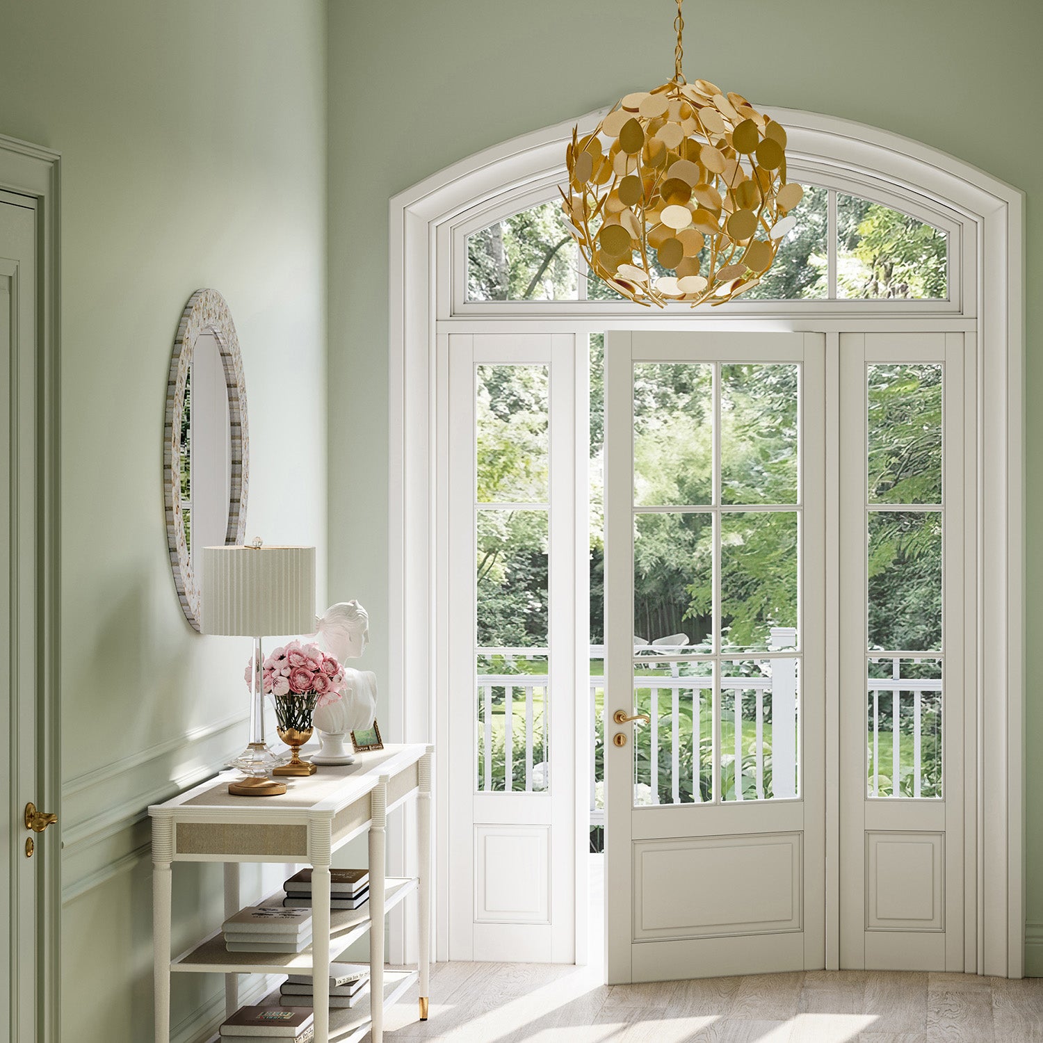 Currey & Co Lunaria Gold Orb Chandelier