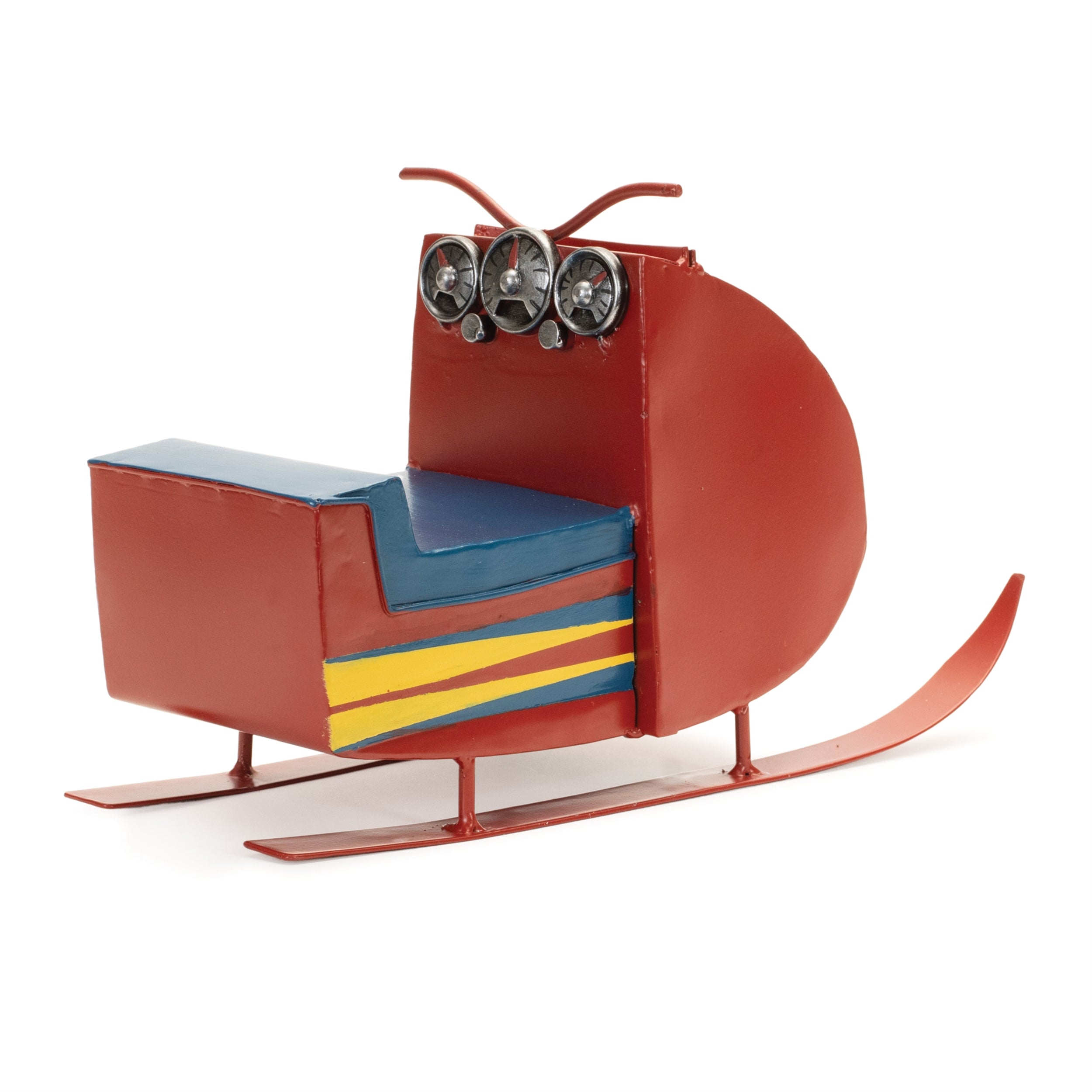 Vintage Metal Snowmobile Sculpture