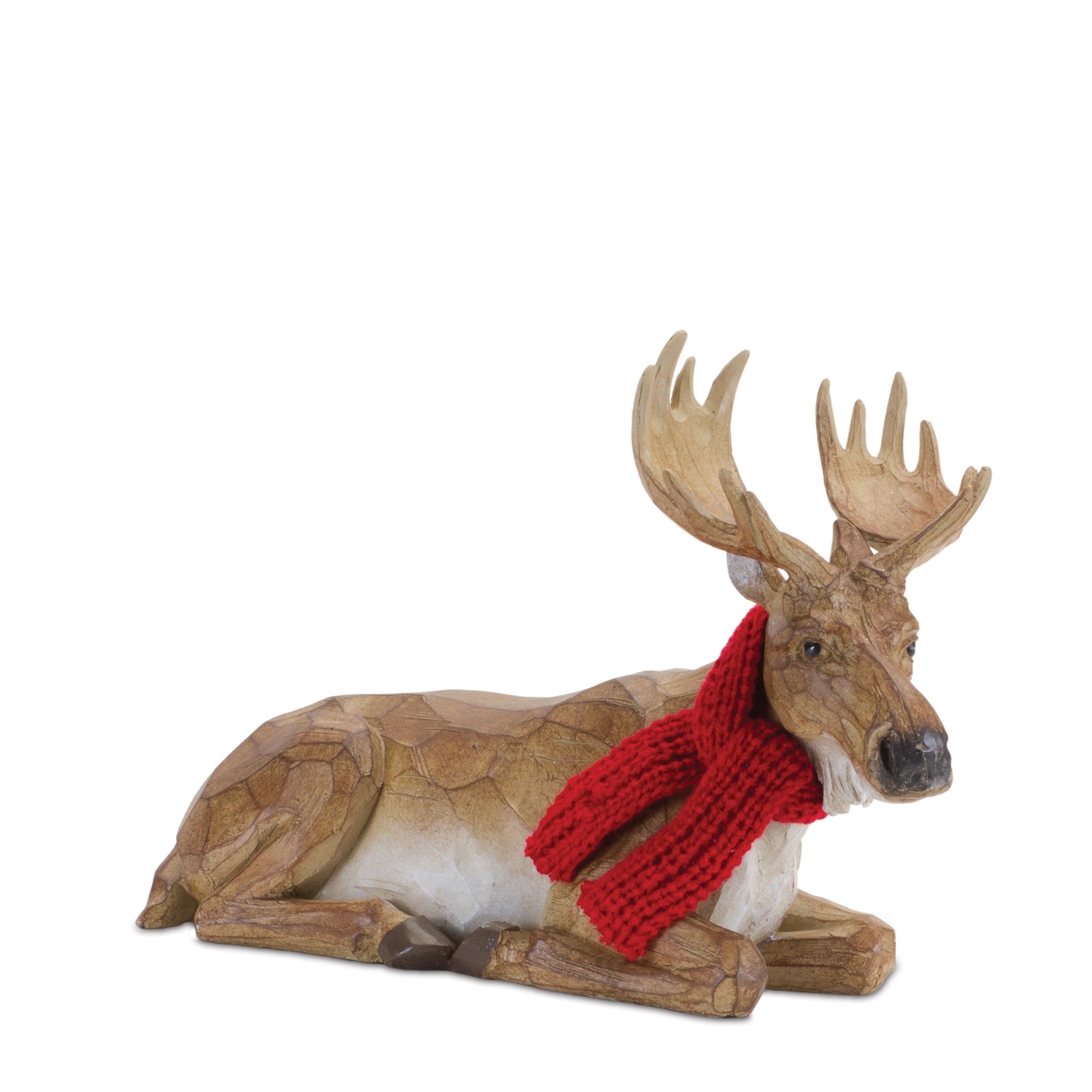 Carved Winter Moose Sculpture Set of 2