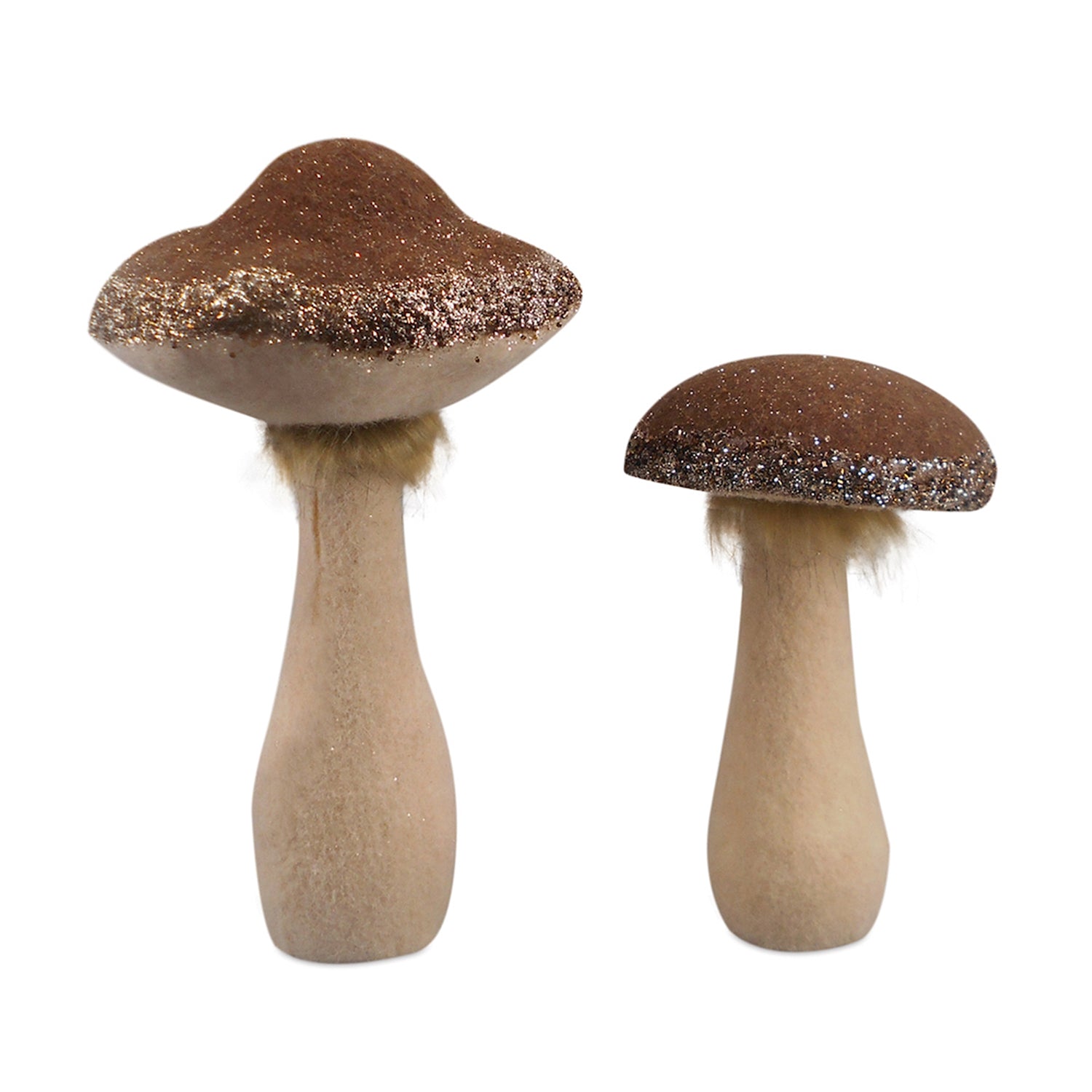 Glittered Mushroom Sculpture Set of 2