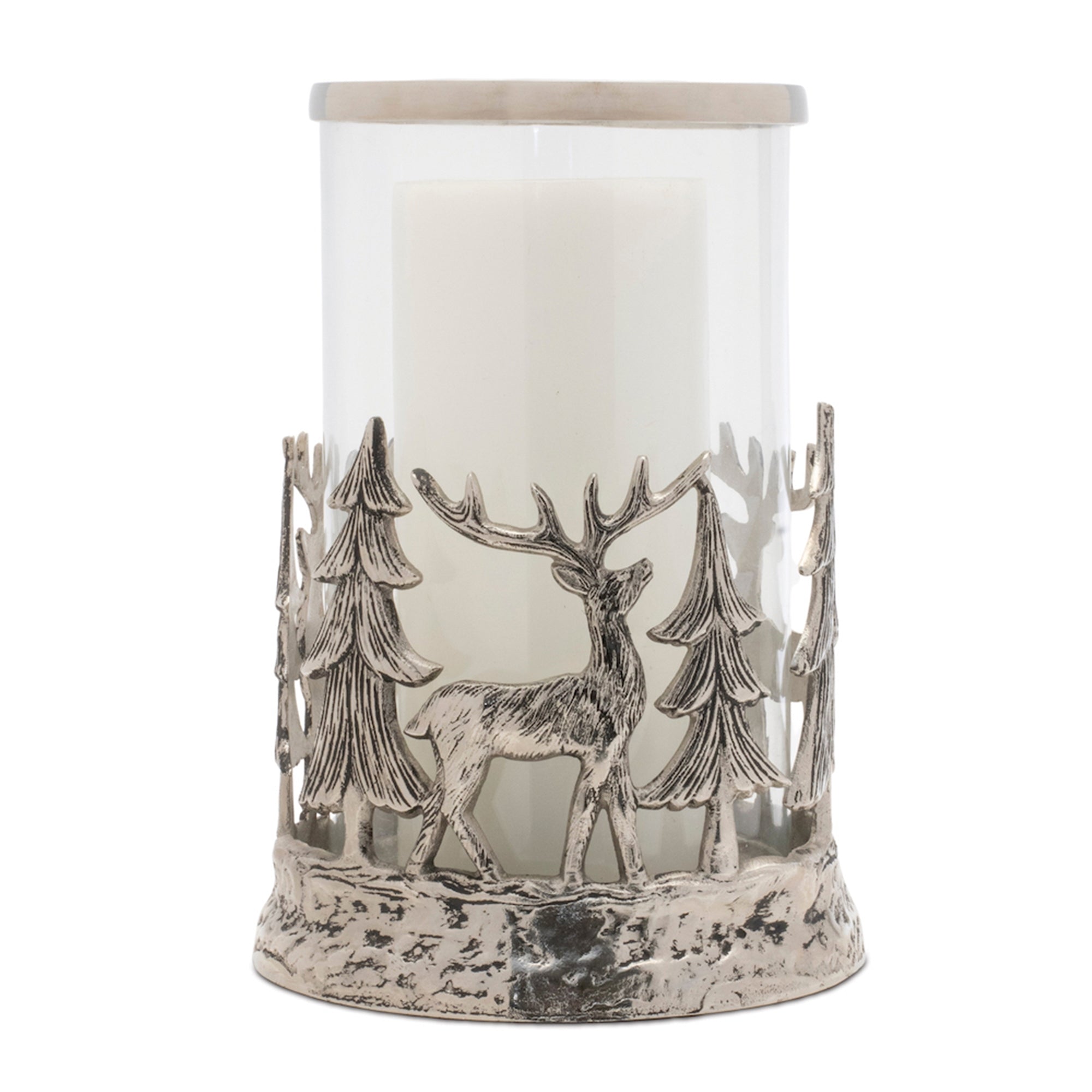Etched Woodland Candle Holder