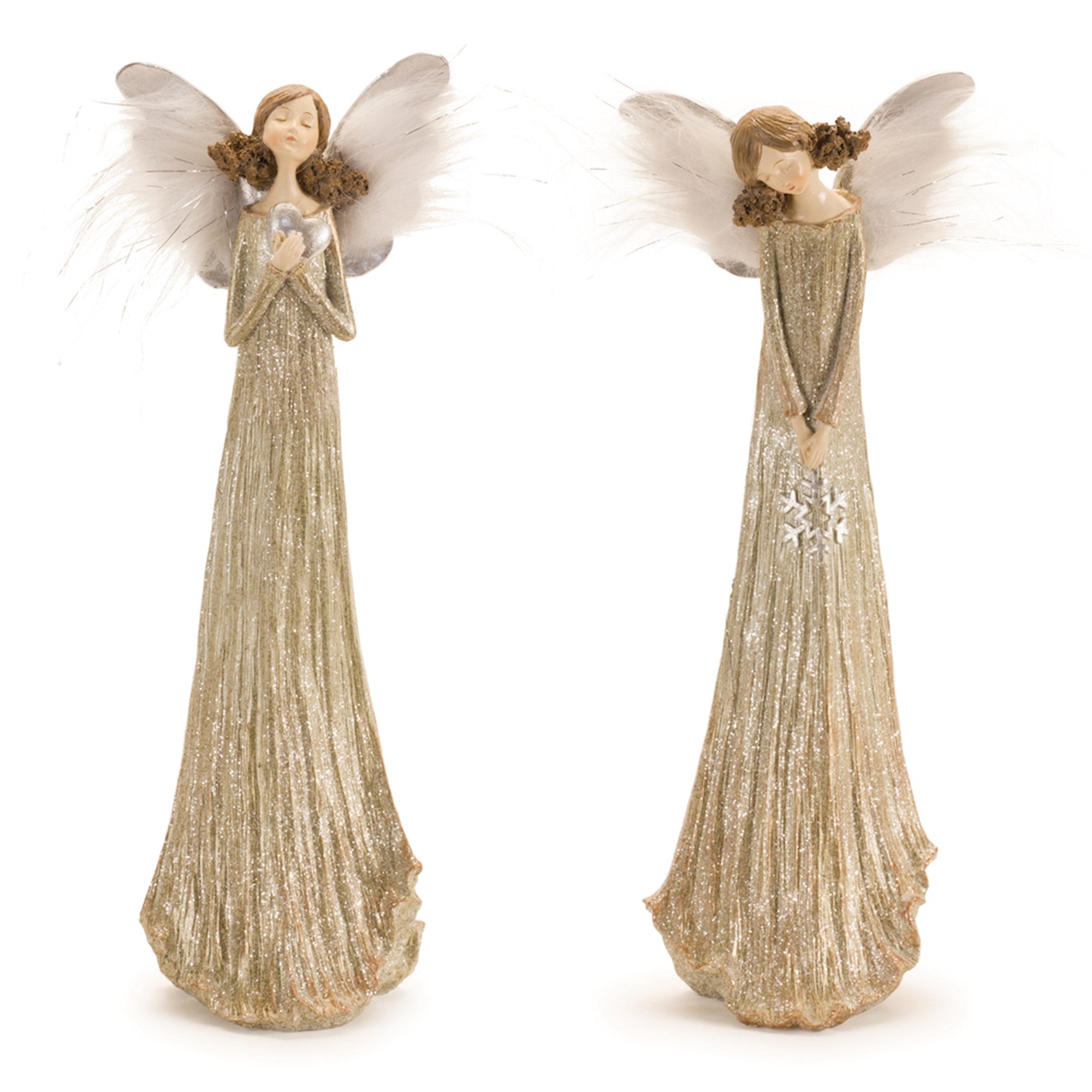 Glittered Angel Sculpture Set of 2