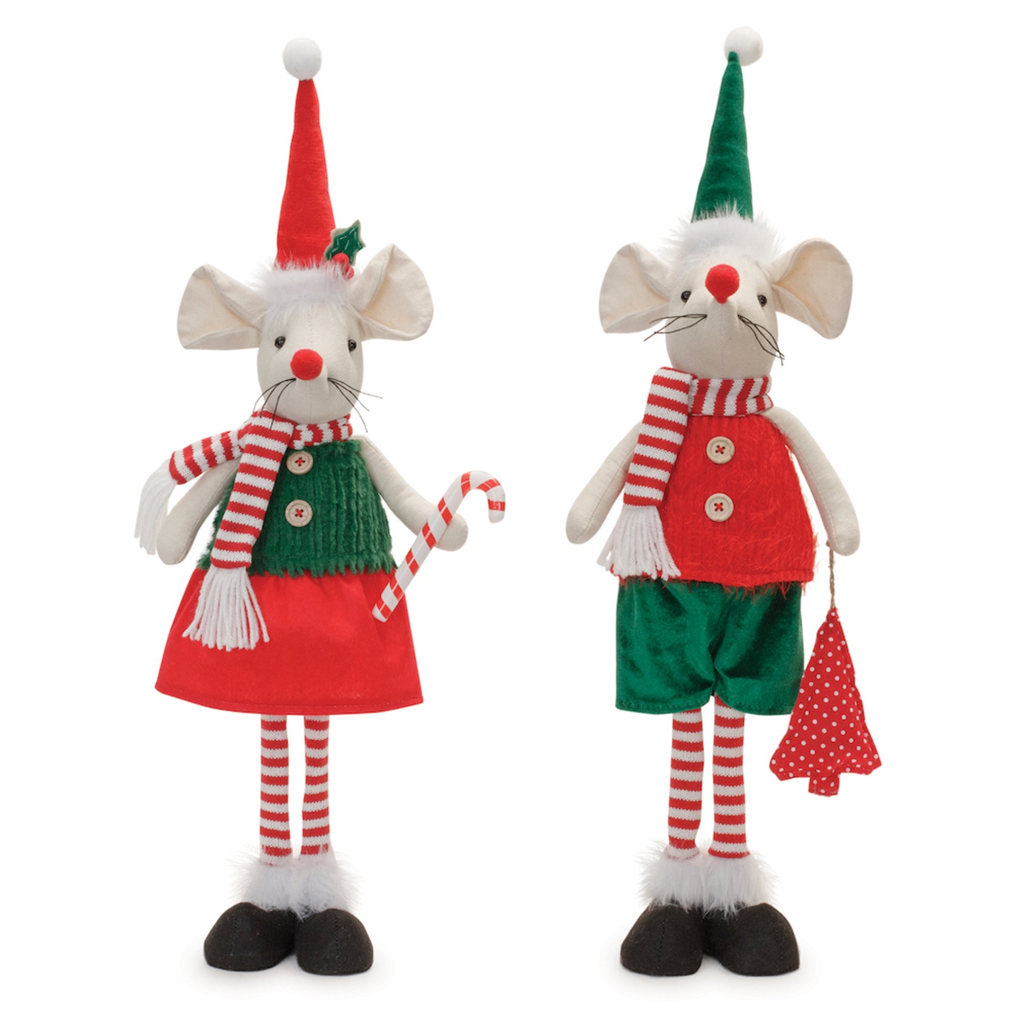 Plush Holiday Mouse Shelf Sitter Set of 2