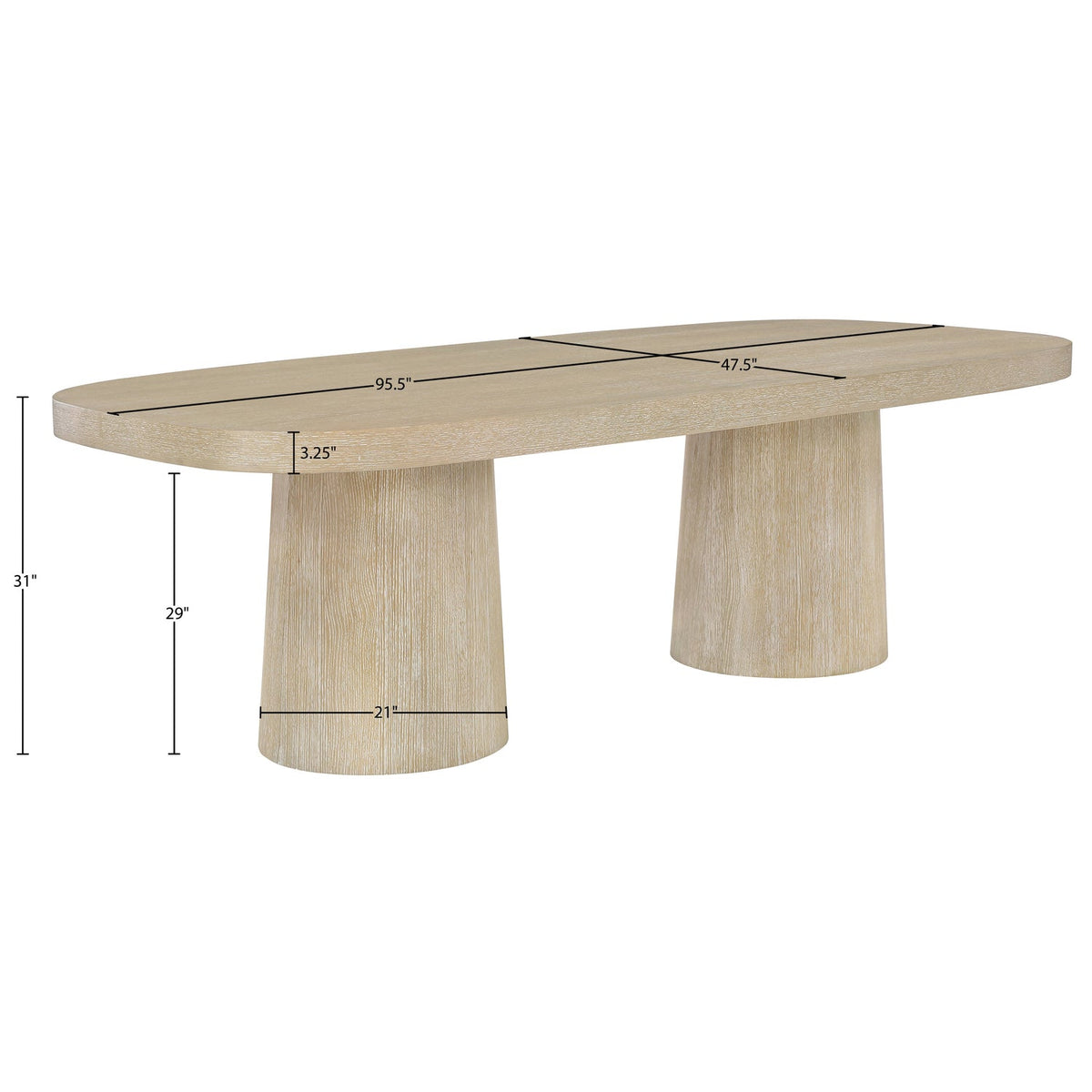 Woodhaven 95.5in Natural Solid Wood And Oak Veneer Dining Table