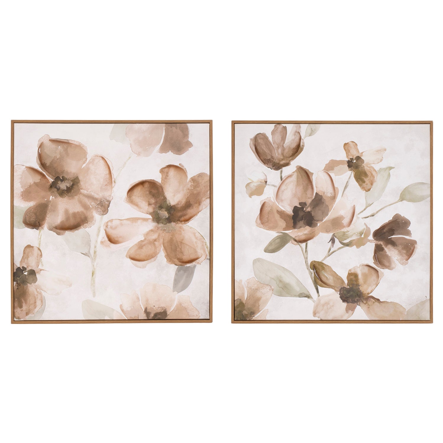 Wood Floral Block Plaque Set of 2