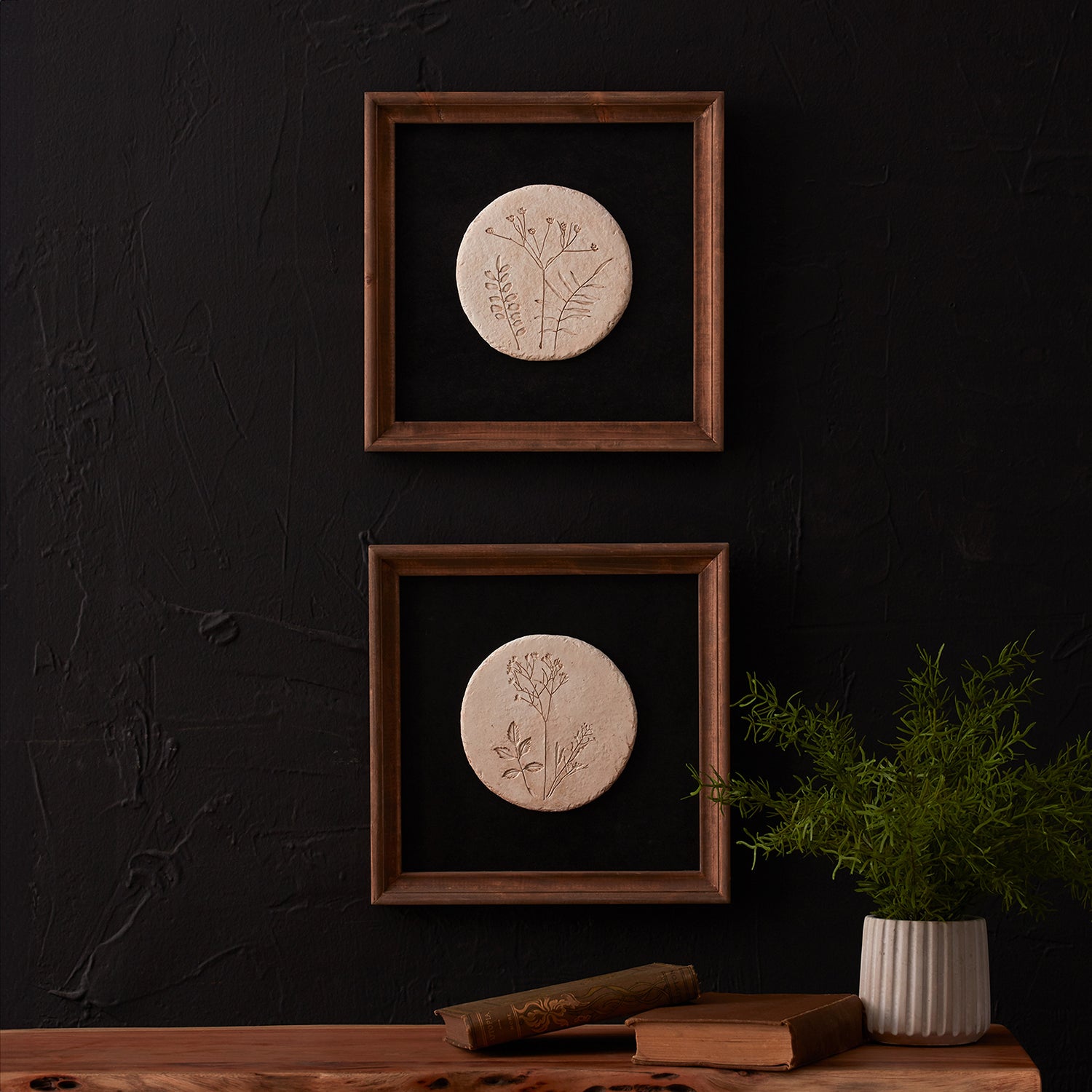 Wood Framed Floral Plaque Set of 2