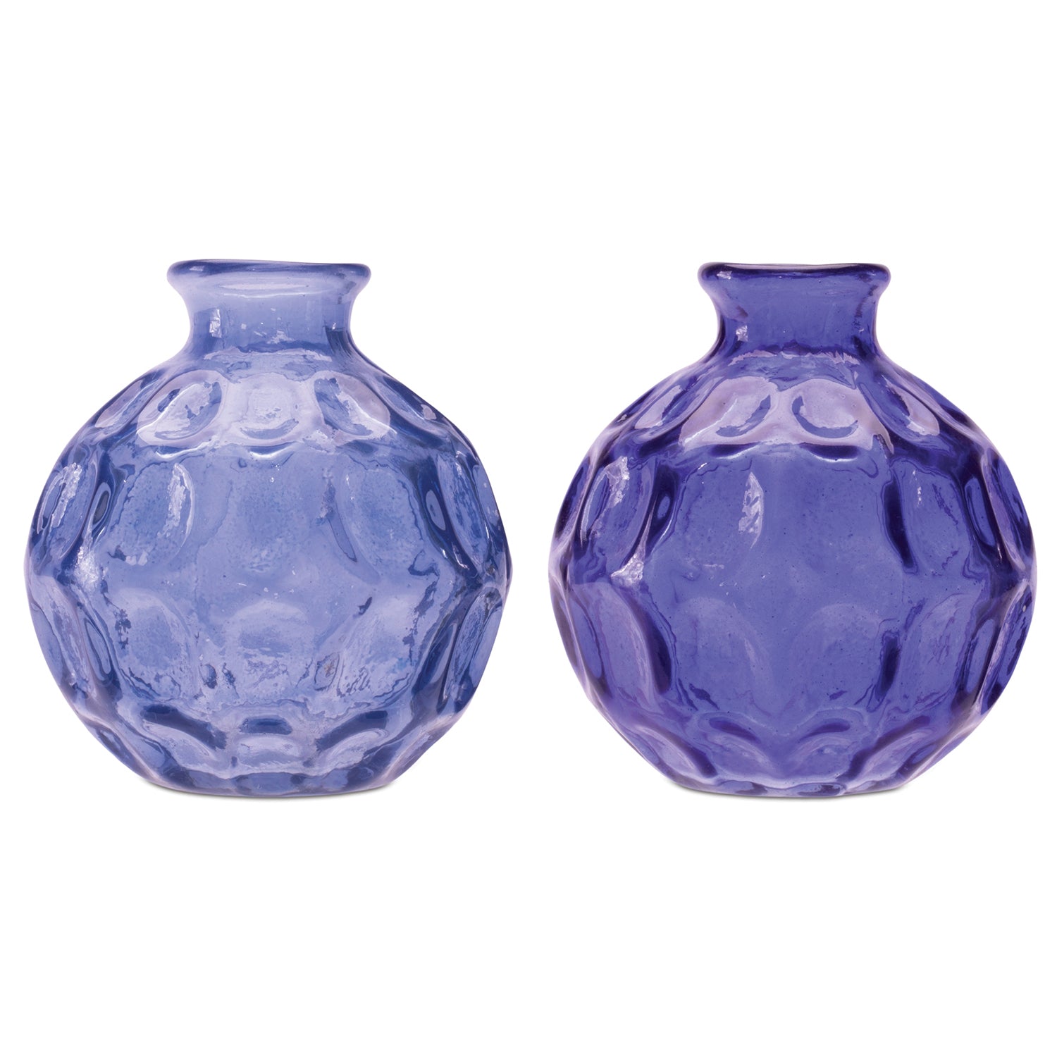 Blue Bubble Glass Bud Vase Set of 2