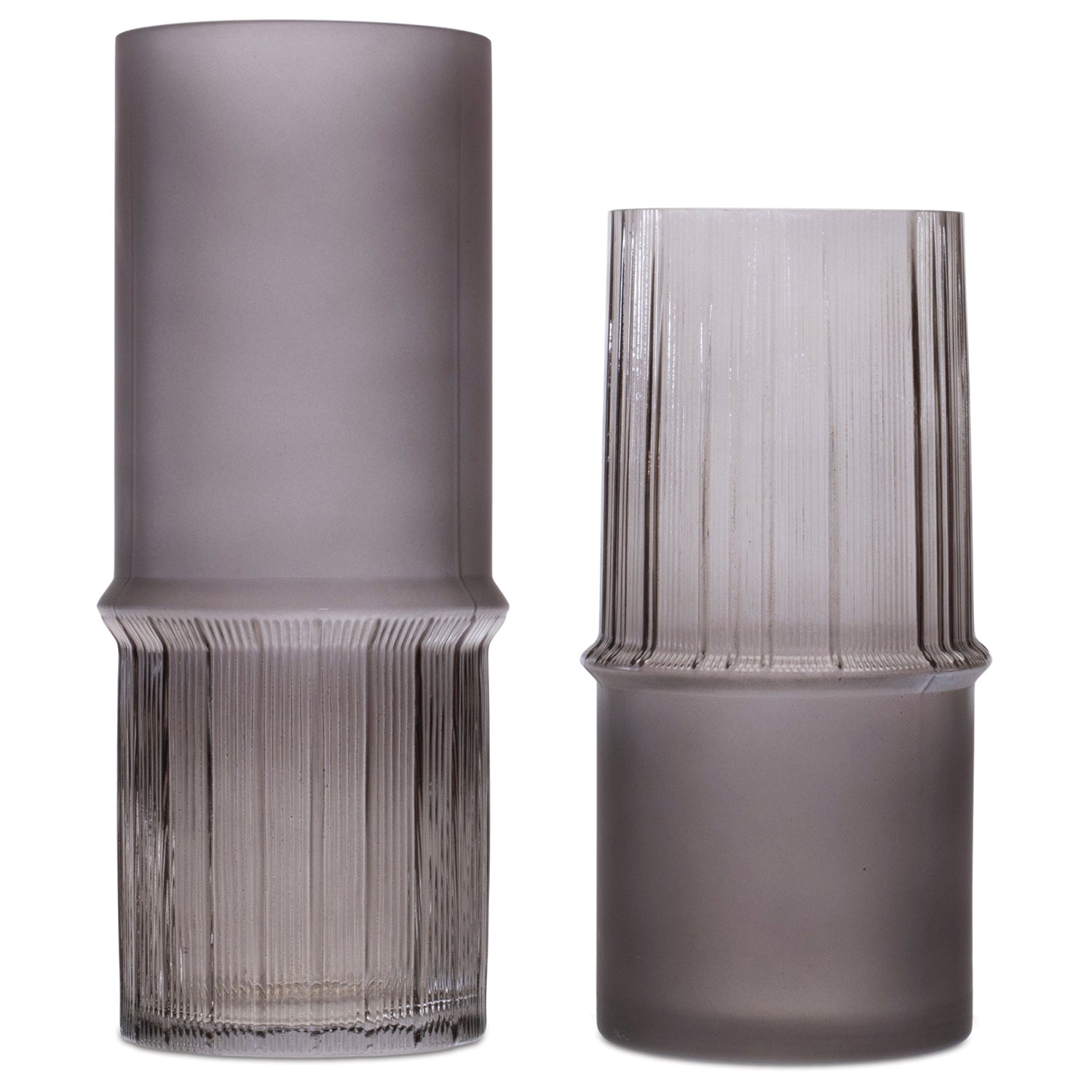 Grey Two-Toned Glass Vase Set of 2
