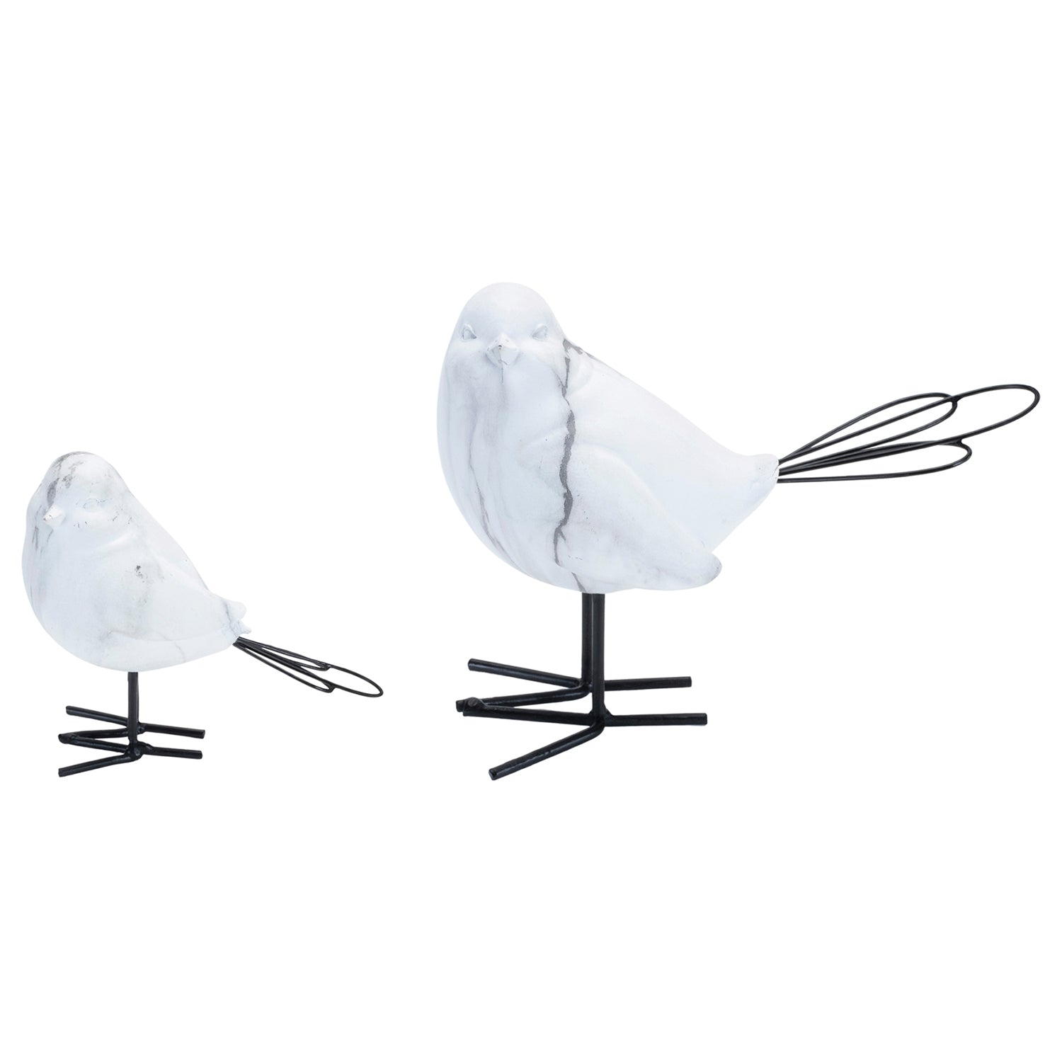 Marble Print Bird Figurine Set of 2