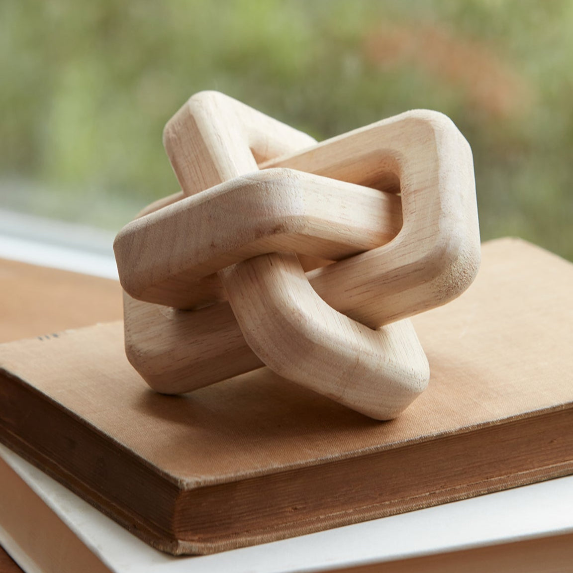 Oak Wood Square Link Décor Set of 3