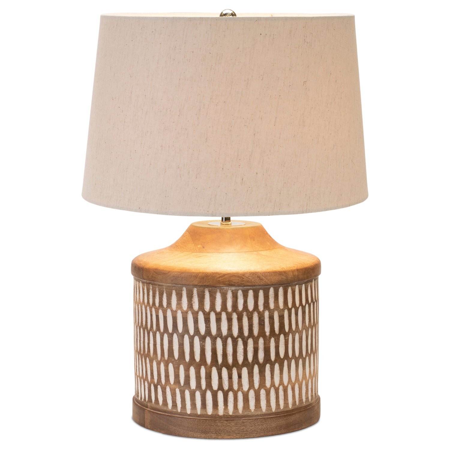 Notched Wood Table Lamp