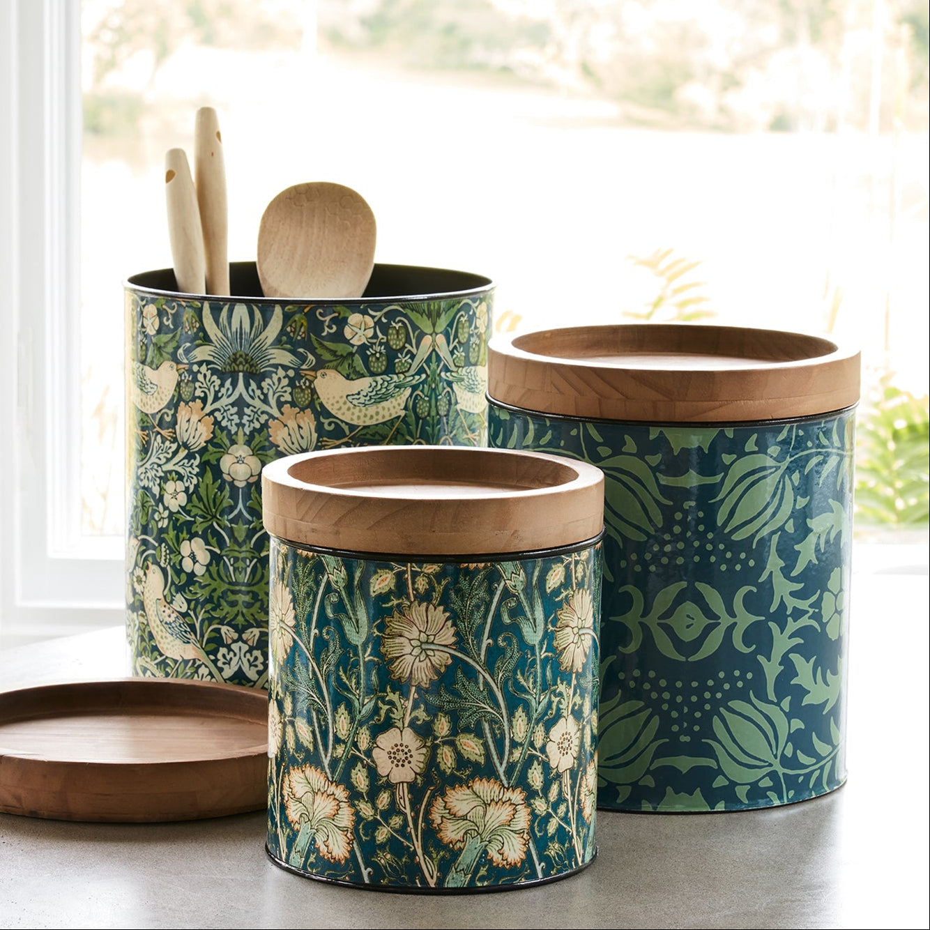 Round William Morris Canister Set of 3