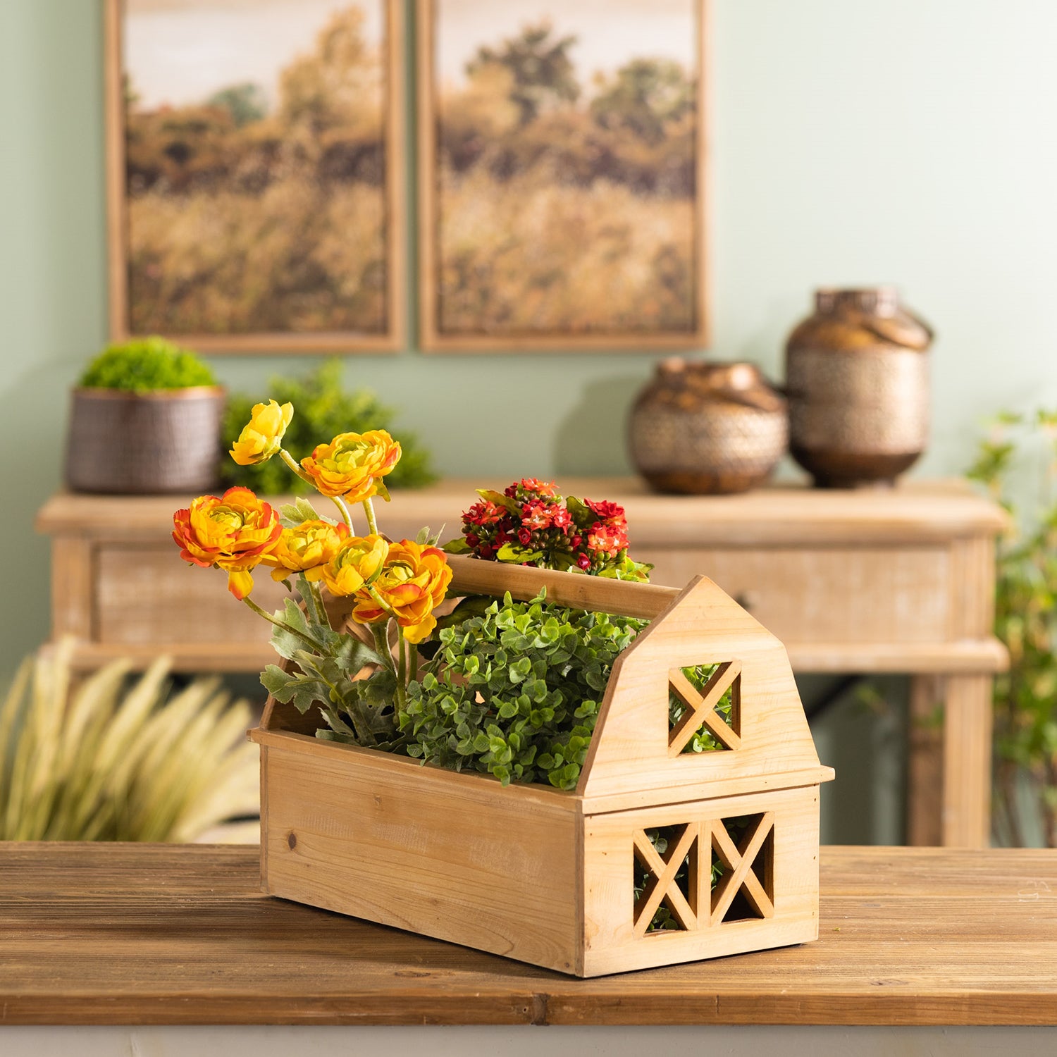 Wood Barn Caddy Tray