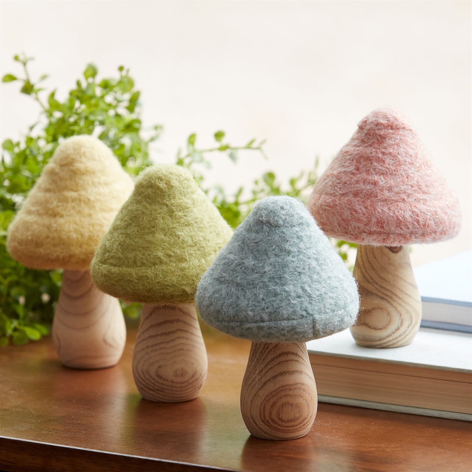 Felt Wood Mushroom Decor Set of 24