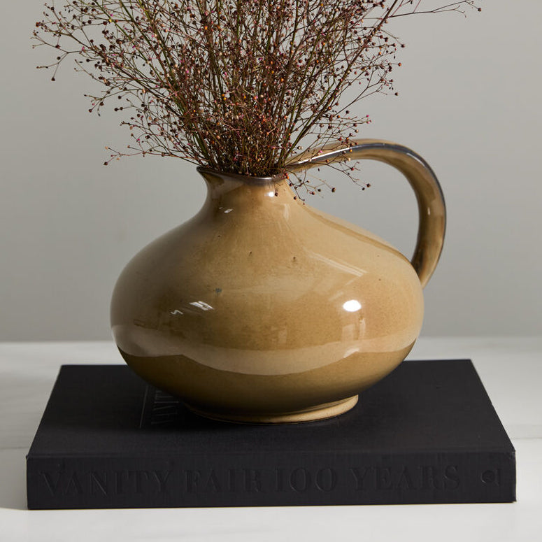Serpentine Pitcher, a caramel ceramic home decor accent