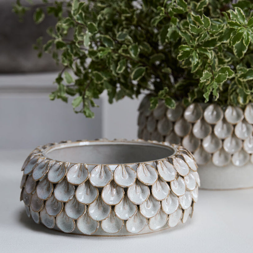 Mirabai Bowl, off-white stoneware petal bowl
