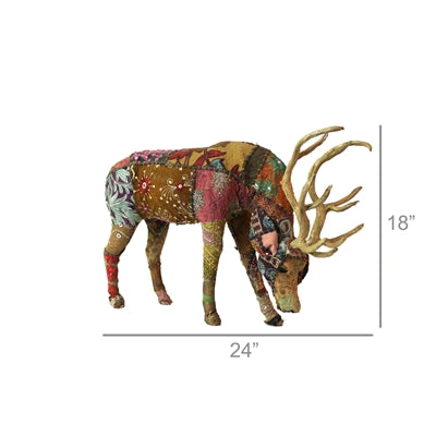 Bavarian Forest Stag Grazing Sculpture