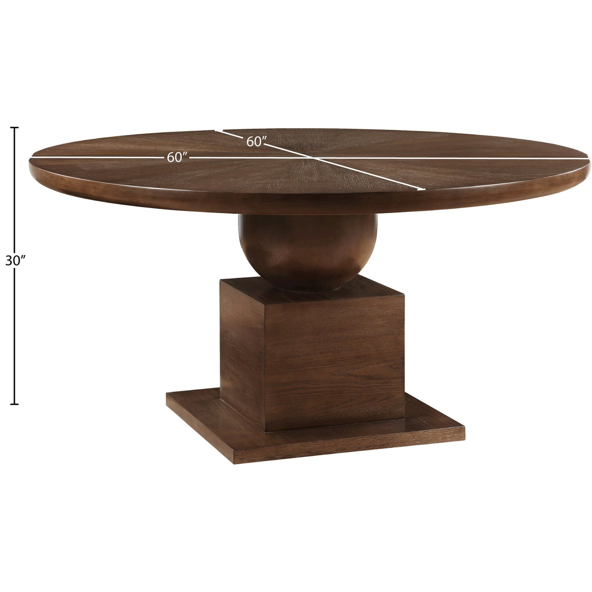 Rishal 60in Brown Solid Wood And Oak Veneer Dining Table