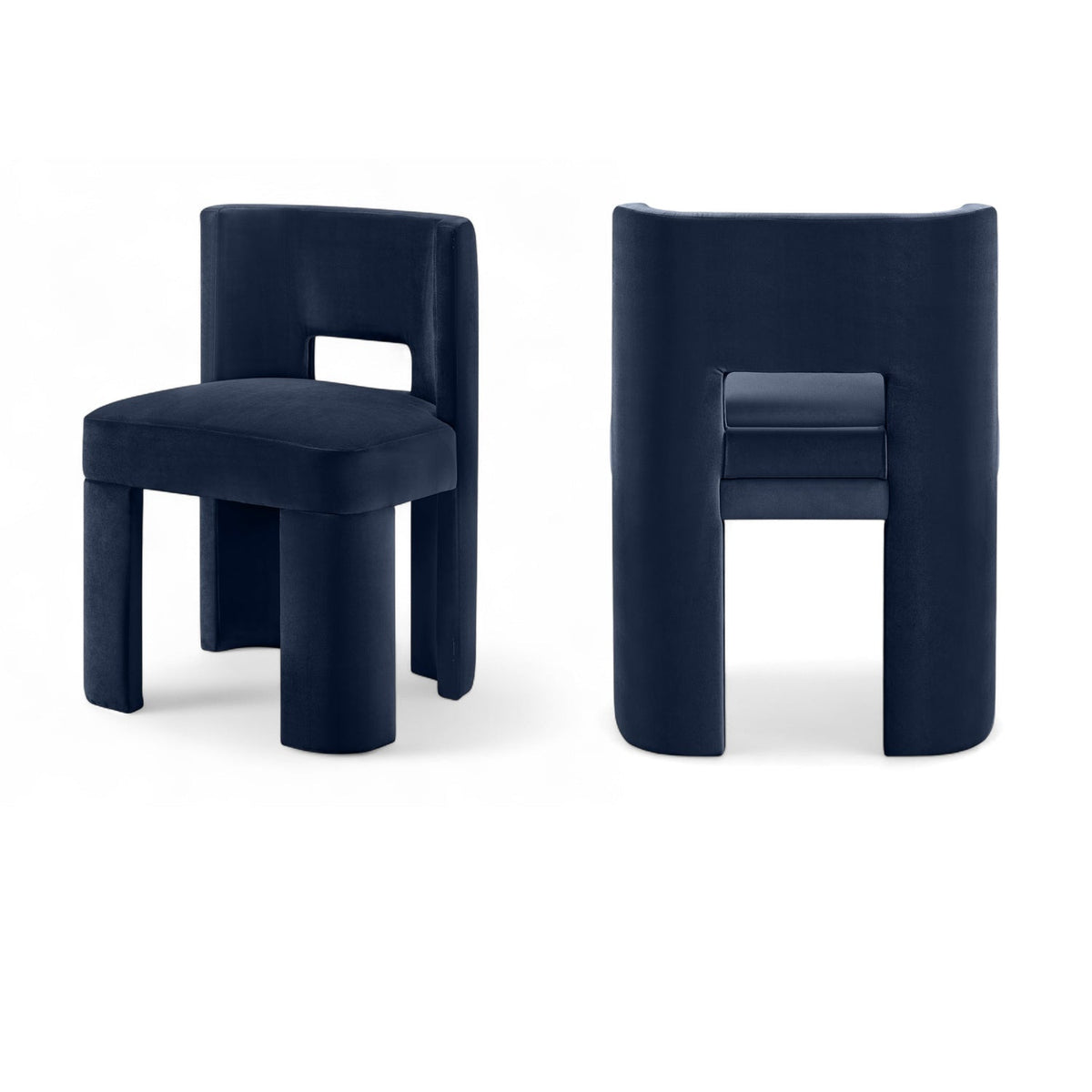 Zuno Navy Velvet Performance Fabric Upholstered Dining Chair Set of 2