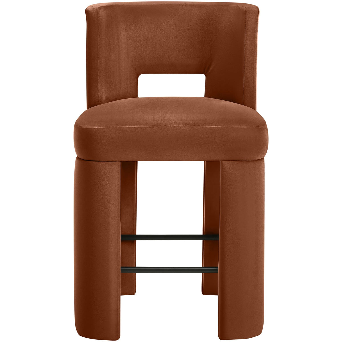 Zuno Cognac Velvet Performance Fabric Upholstered Counter Stool Set of 2