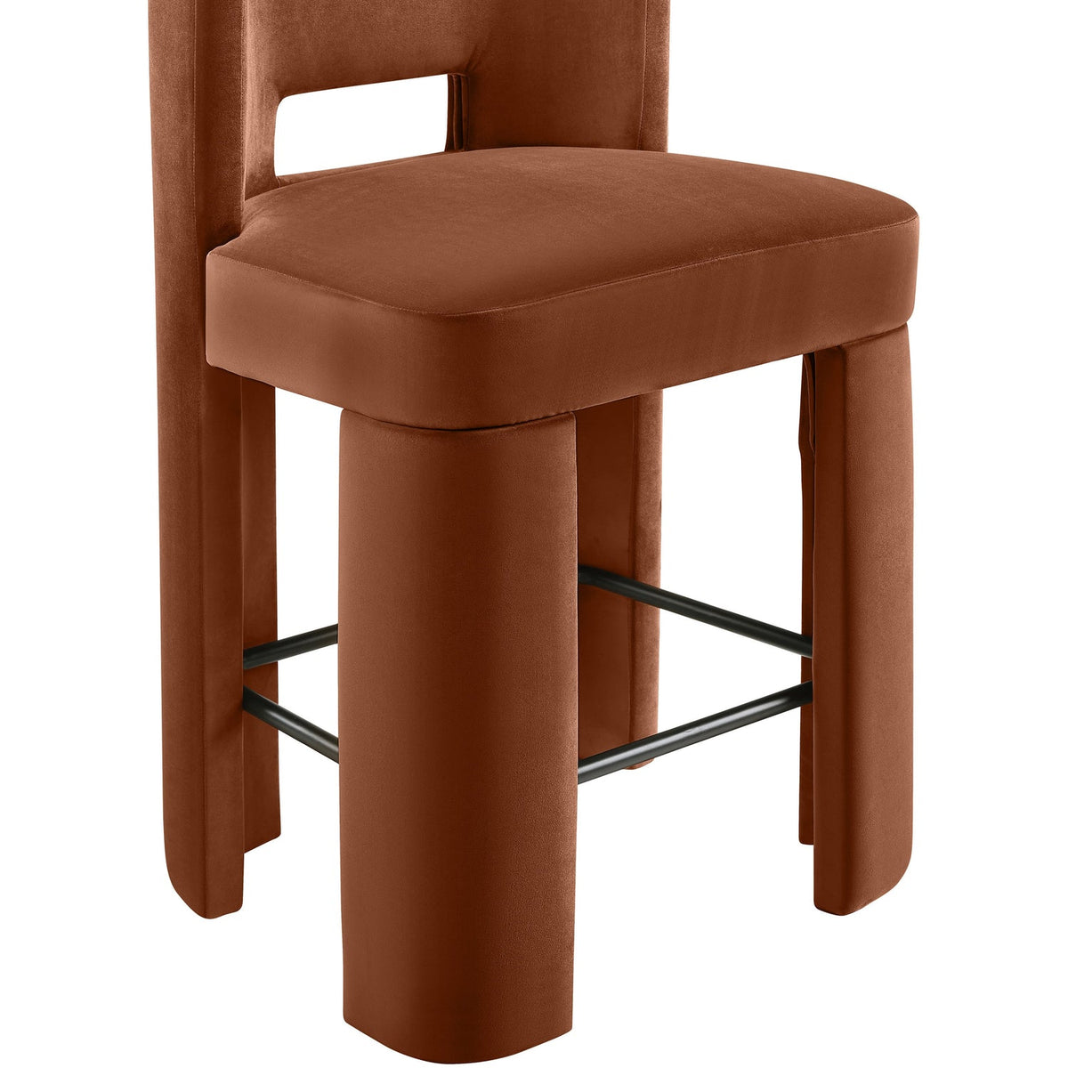 Zuno Cognac Velvet Performance Fabric Upholstered Counter Stool Set of 2