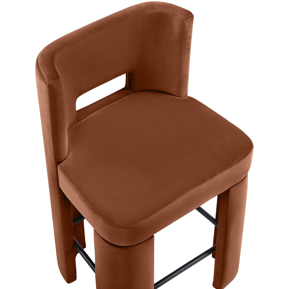 Zuno Cognac Velvet Performance Fabric Upholstered Counter Stool Set of 2