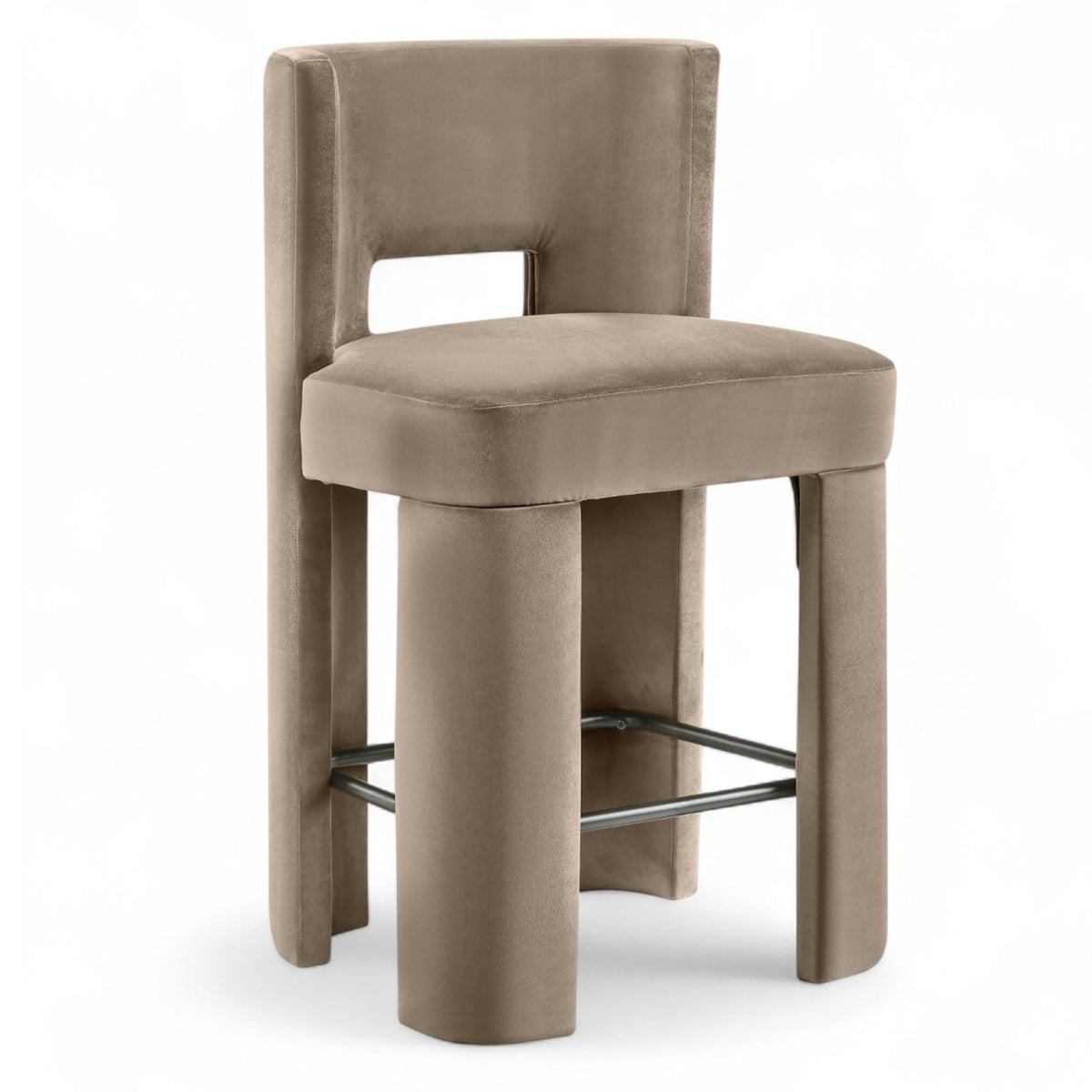 Zuno Taupe Velvet Counter Stool, Set of 2 in taupe performance velvet and wood, primary product view