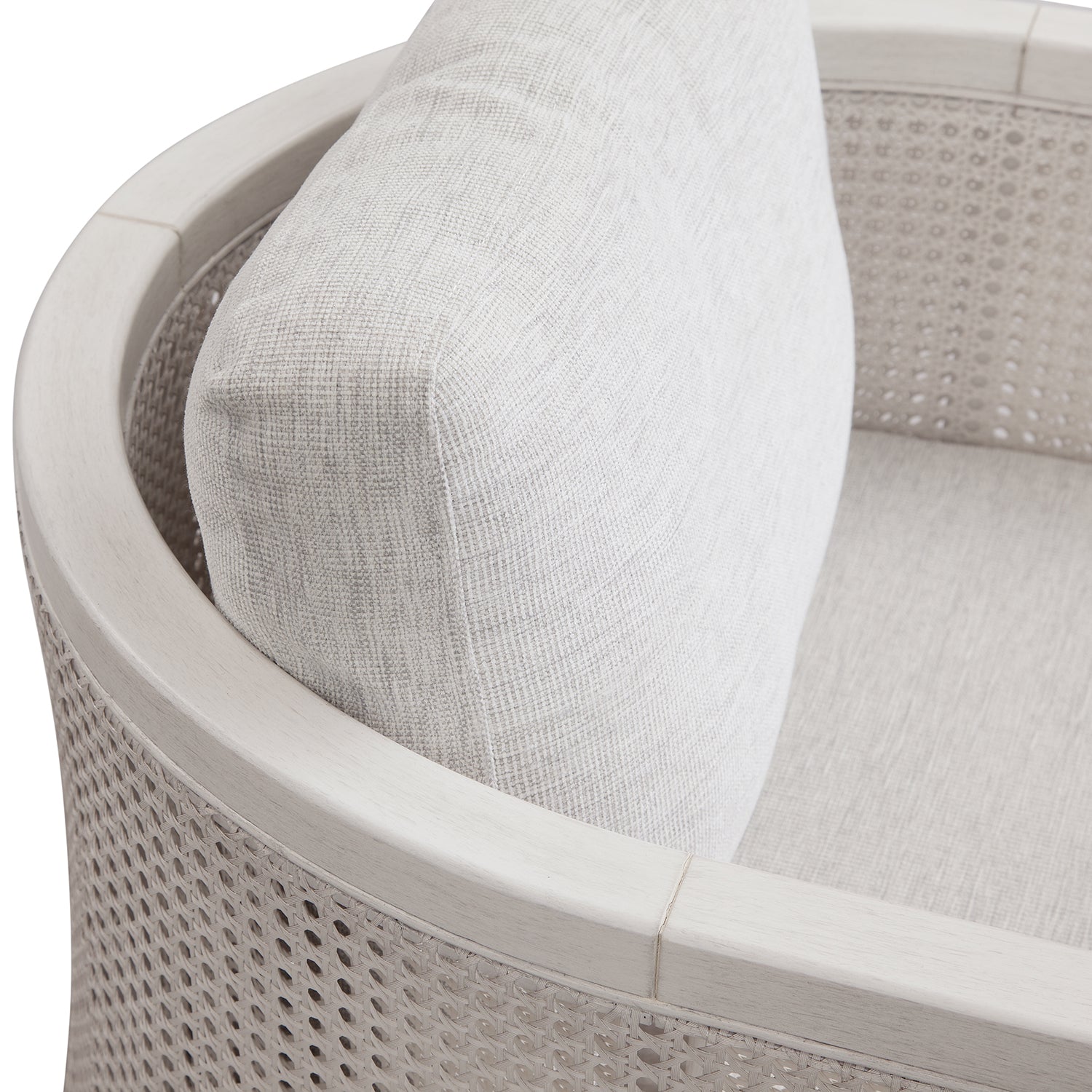 Bassett Mirror Mylo Accent Chair in oyster fabric — side profile view.