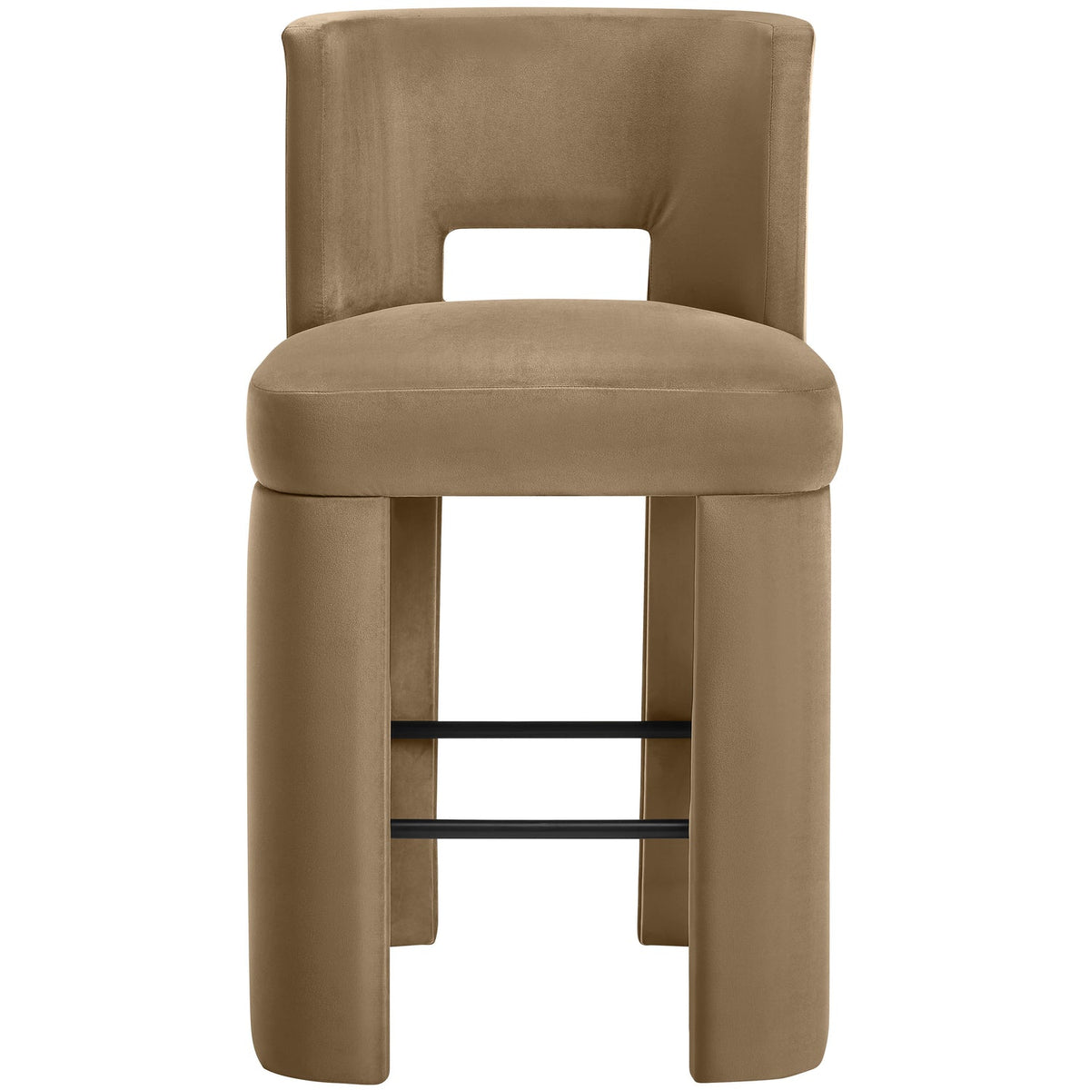 Zuno Beige Velvet Performance Fabric Upholstered Bar Stool Set of 2