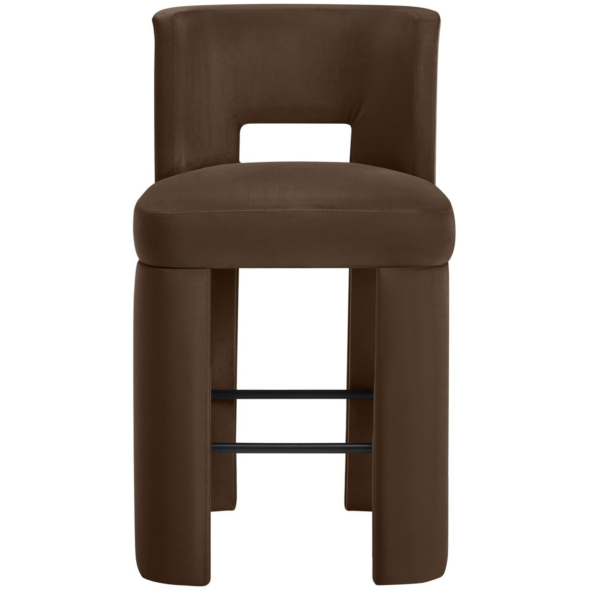 Zuno Brown Velvet Performance Fabric Upholstered Bar Stool Set of 2