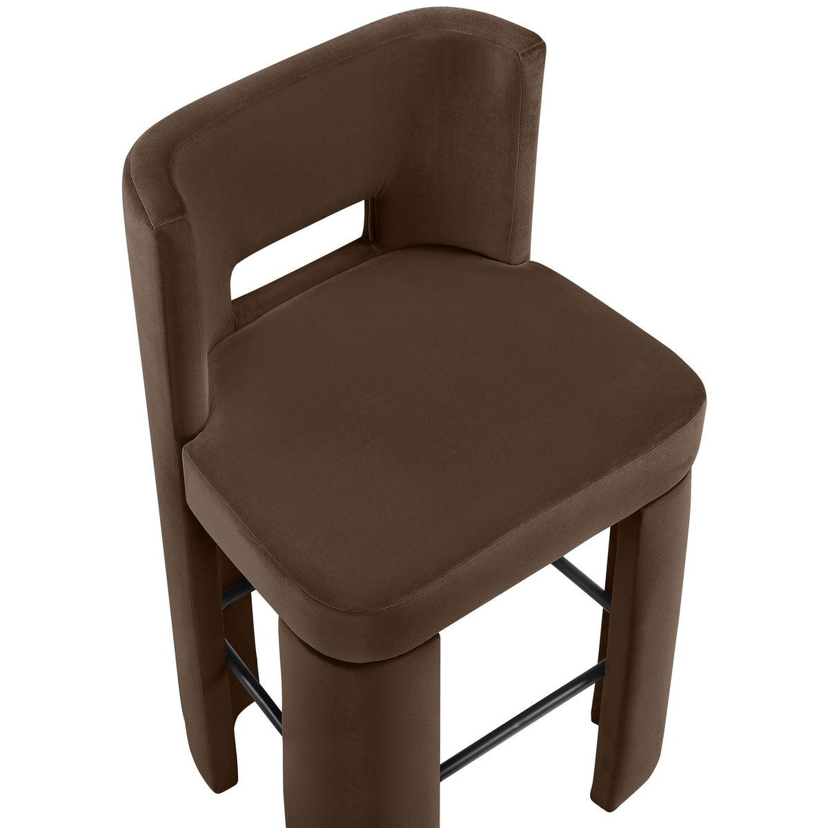 Zuno Brown Velvet Performance Fabric Upholstered Bar Stool Set of 2