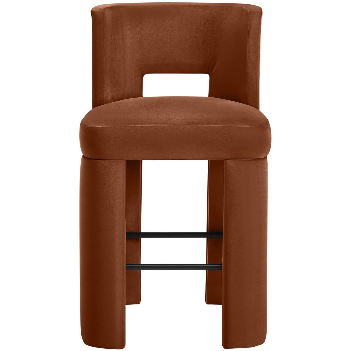 Zuno Cognac Velvet Performance Fabric Upholstered Bar Stool Set of 2