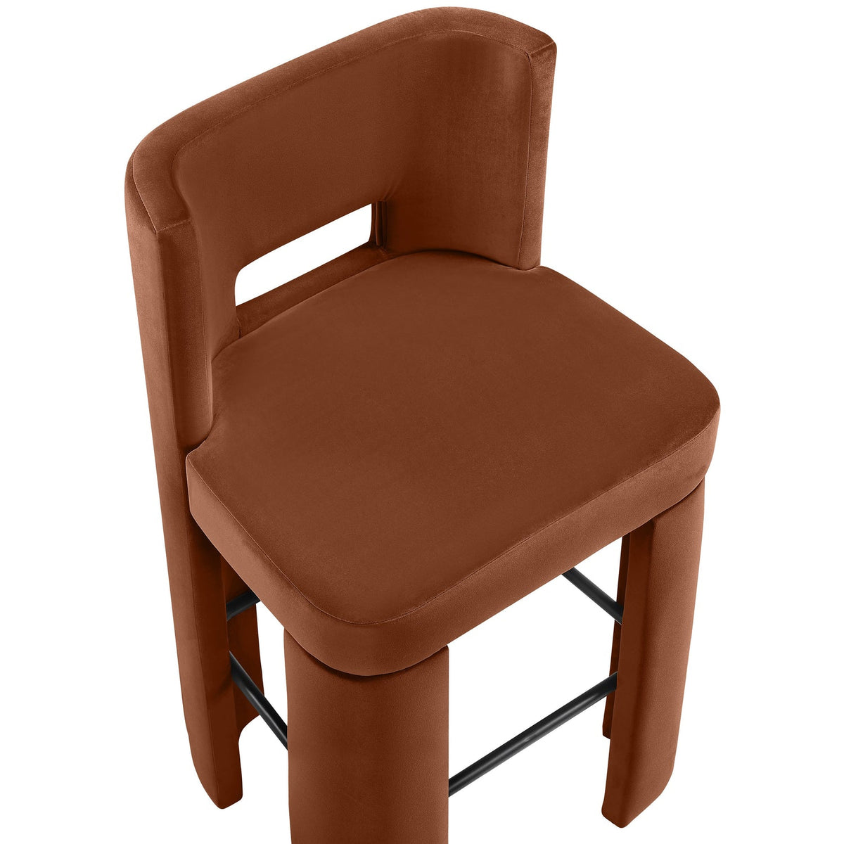 Zuno Cognac Velvet Performance Fabric Upholstered Bar Stool Set of 2