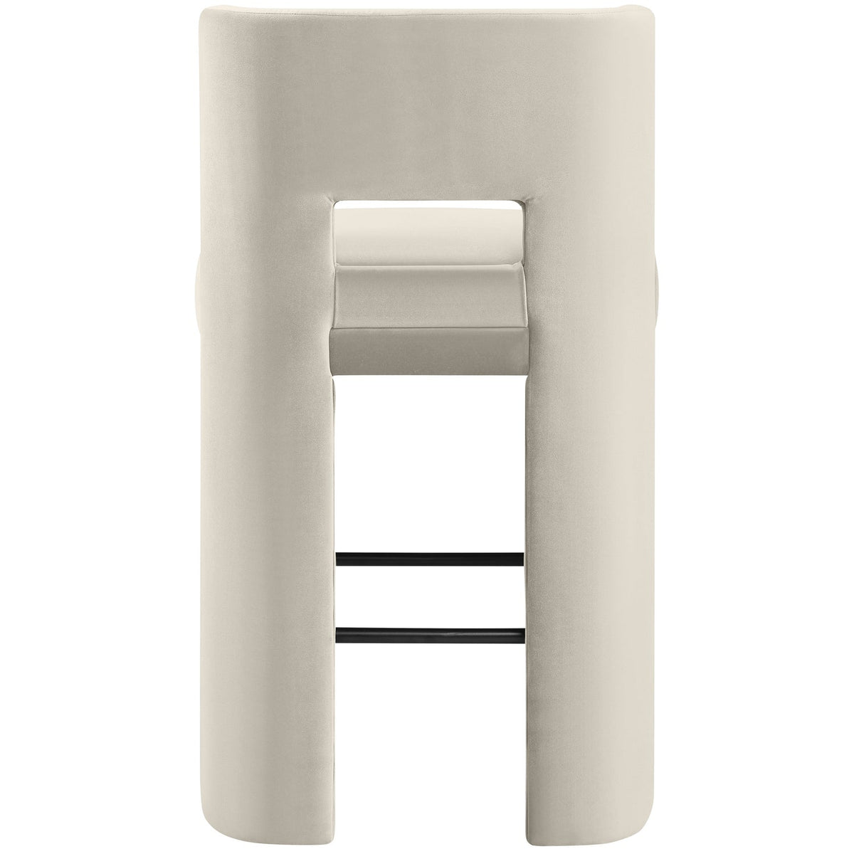 Zuno Cream Velvet Performance Fabric Upholstered Bar Stool Set of 2
