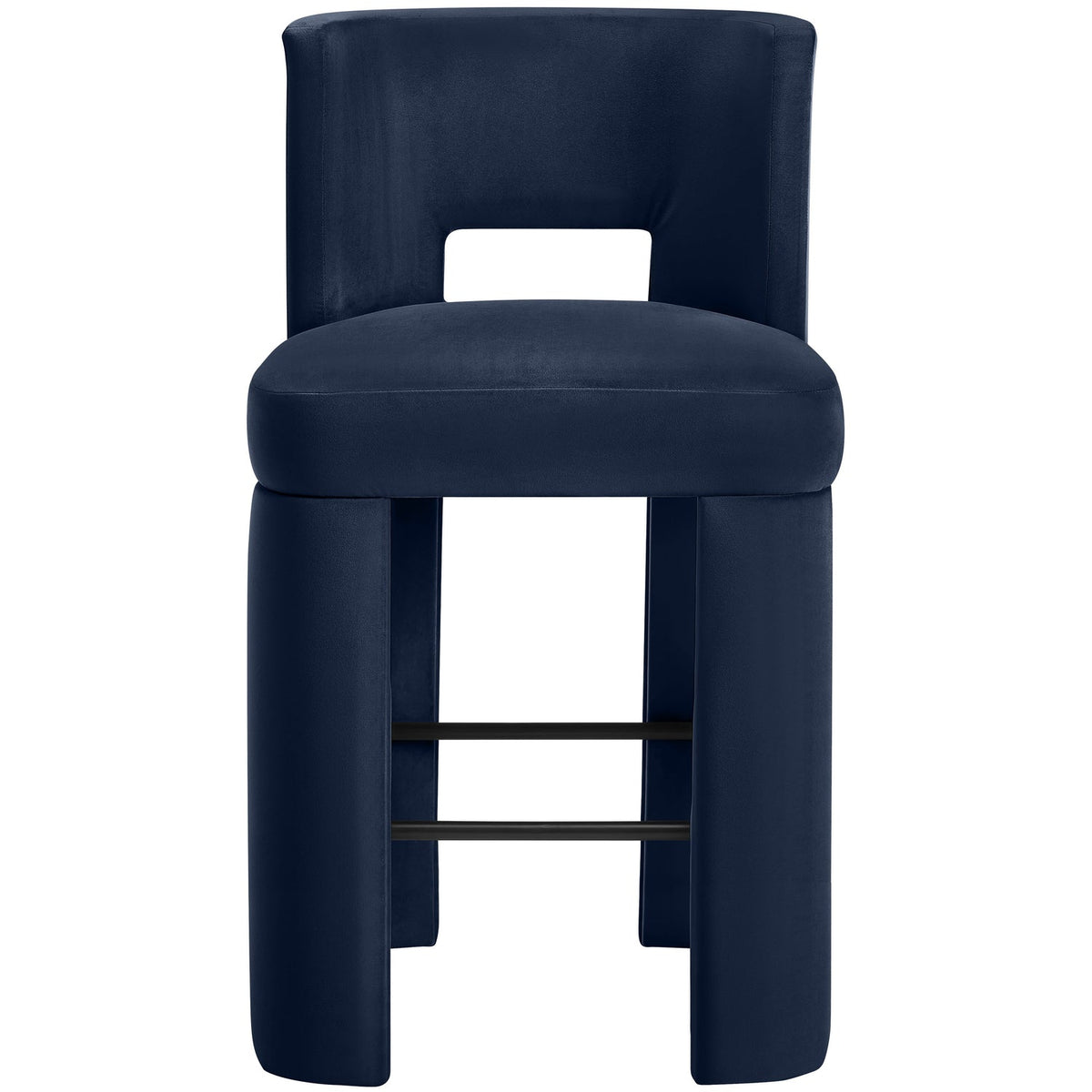 Zuno Navy Velvet Performance Fabric Upholstered Bar Stool Set of 2